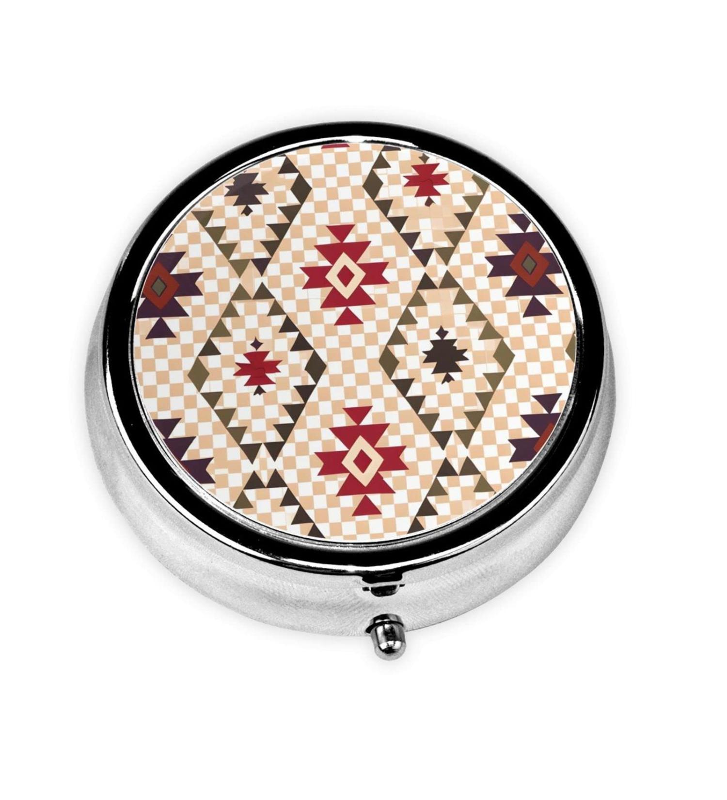 Geometric Vector Round Pill Box | 3 Compartment Organizer & Portable Travel Solution - Buy Online on GoSupps.com