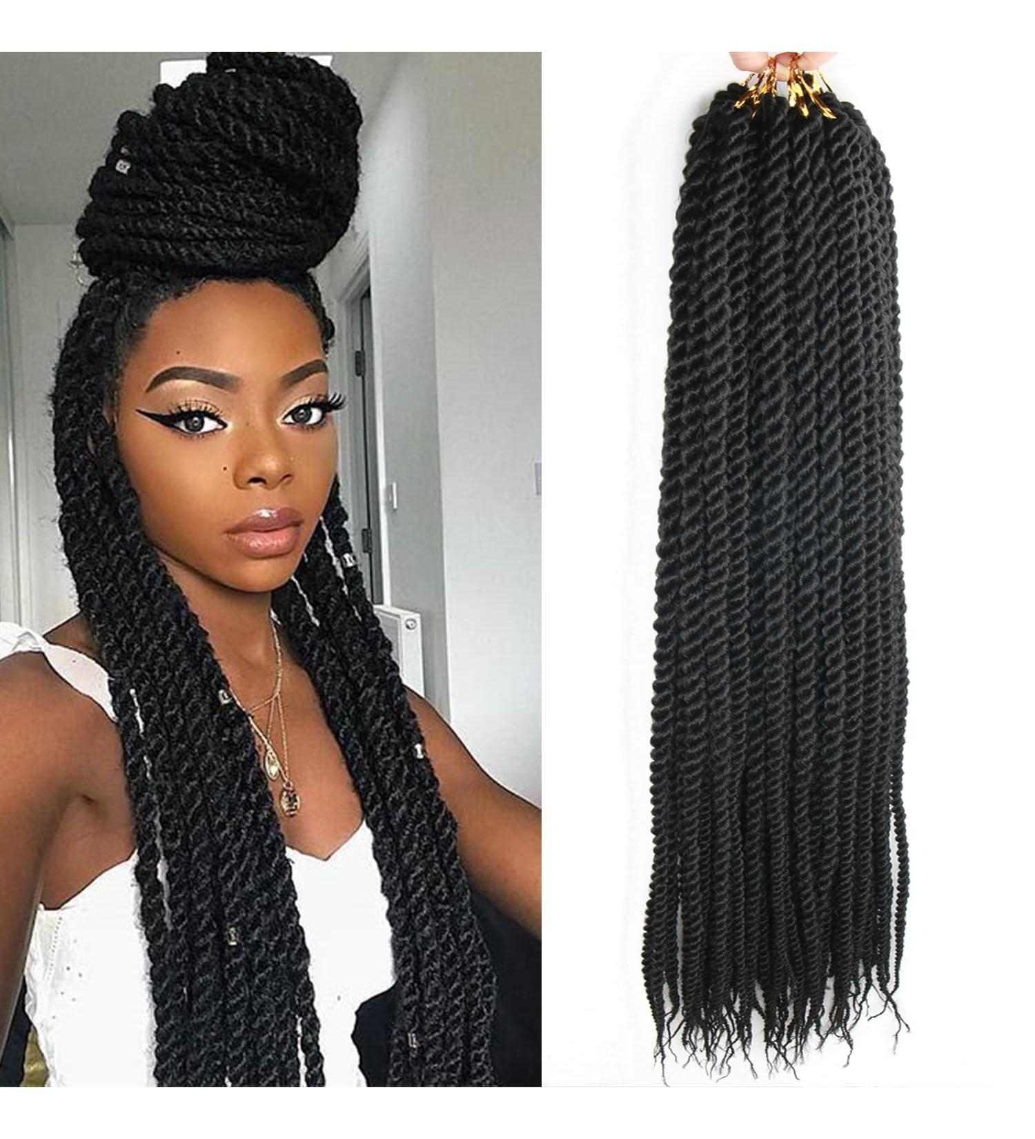 NICETODAY 30 Inch Jumbo Senegalese Twist Crochet Hair 6 Pack - Long Synthetic Braiding Hair for Black Women - Pre-looped & Straight Ends - 1B Color - Buy Online on GoSupps.com