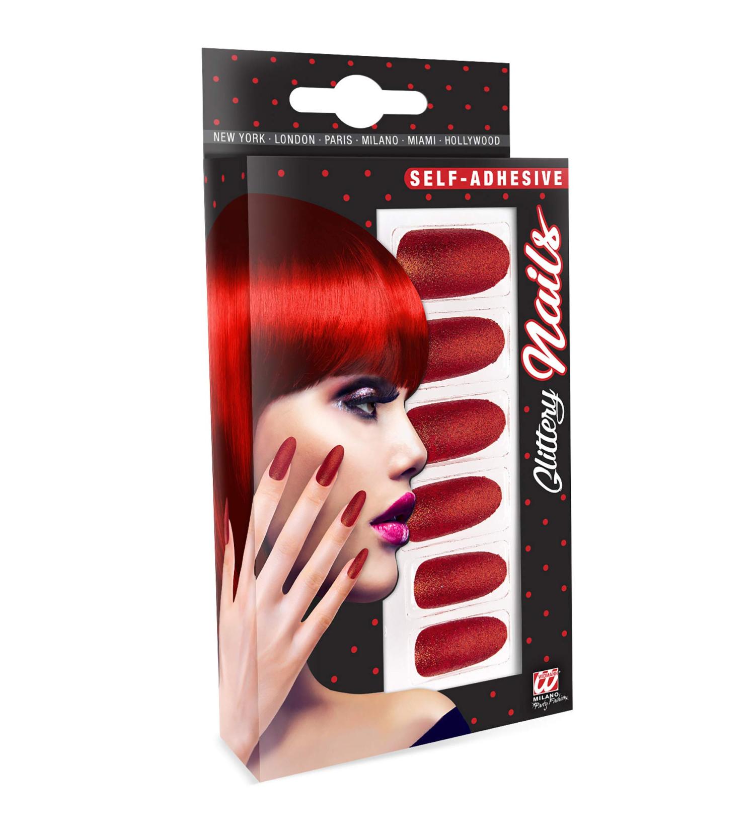 Shop Widmann Glitter Red Fingernail Set - 12 Self-Adhesive Pieces for Carnival & Halloween | International Shipping Available - Buy Online on GoSupps.com