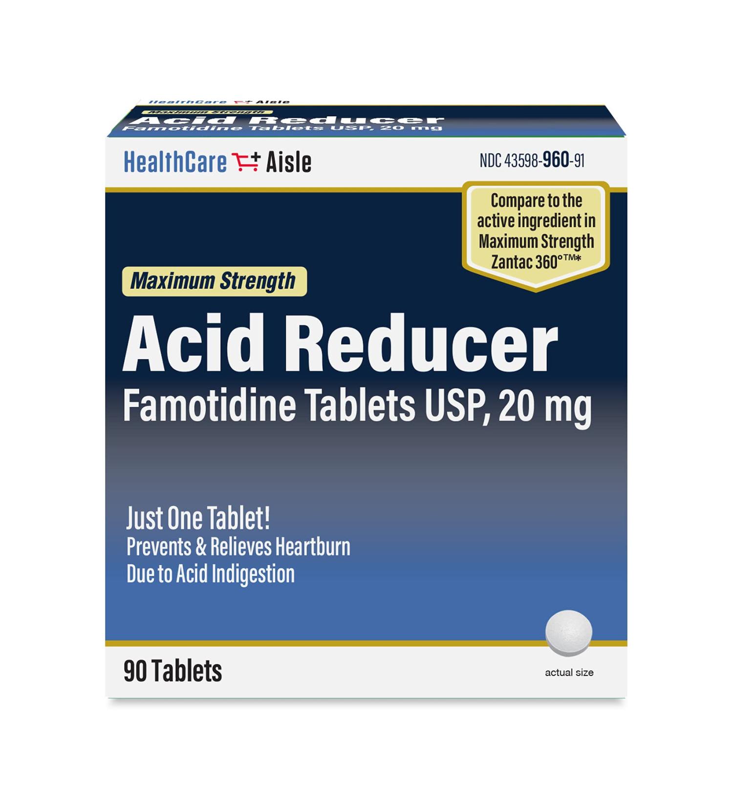 HealthCareAisle Famotidine 20mg 90 Tablets - Maximum Strength Acid Reducer for Heartburn Relief - Buy Online on GoSupps.com