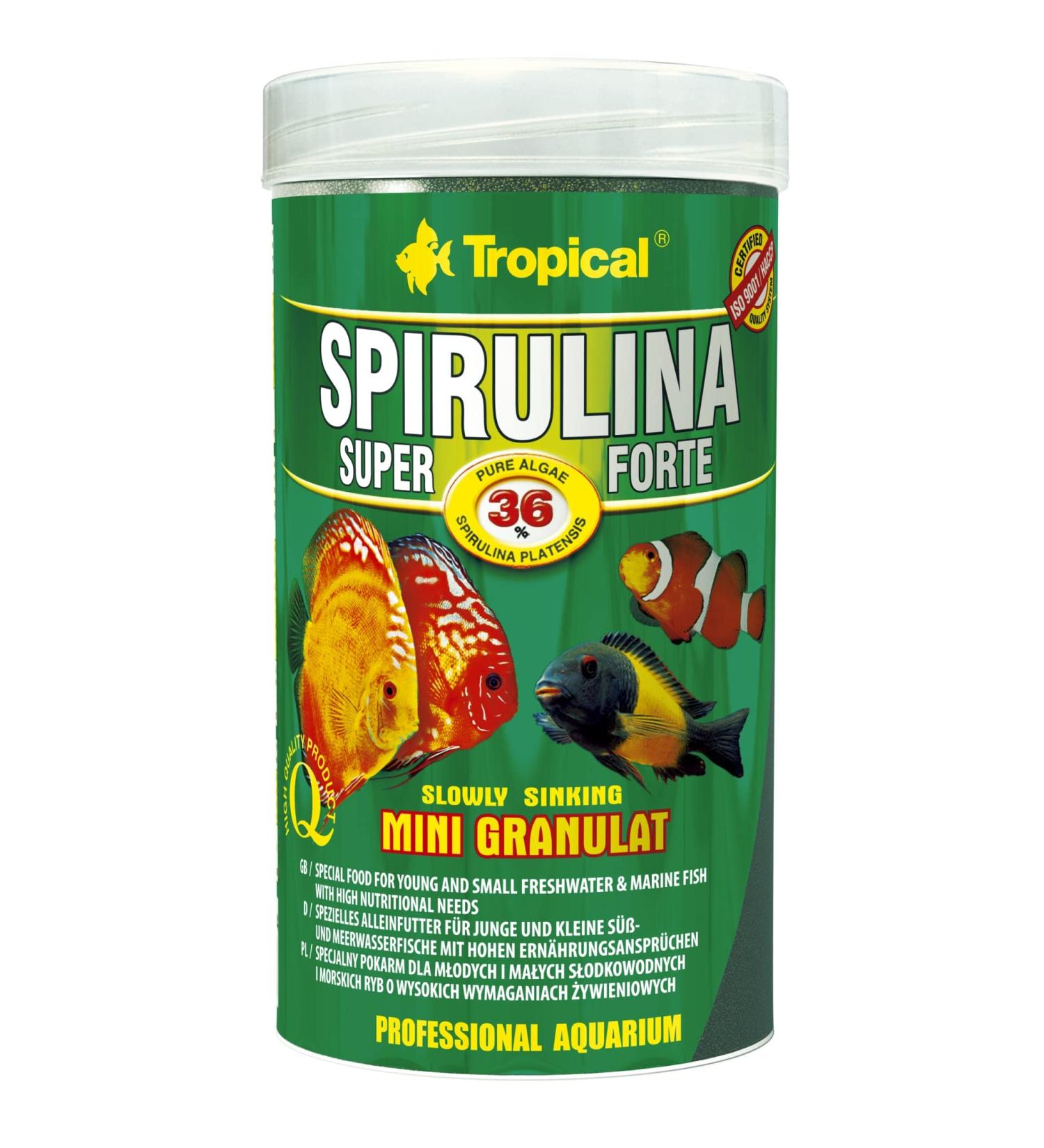 Super Spirulina Strong Mini Granulate 250 ml / 140 g - Special food for freshwater and seawater fish with very demanding nutritional needs - Buy Online on GoSupps.com