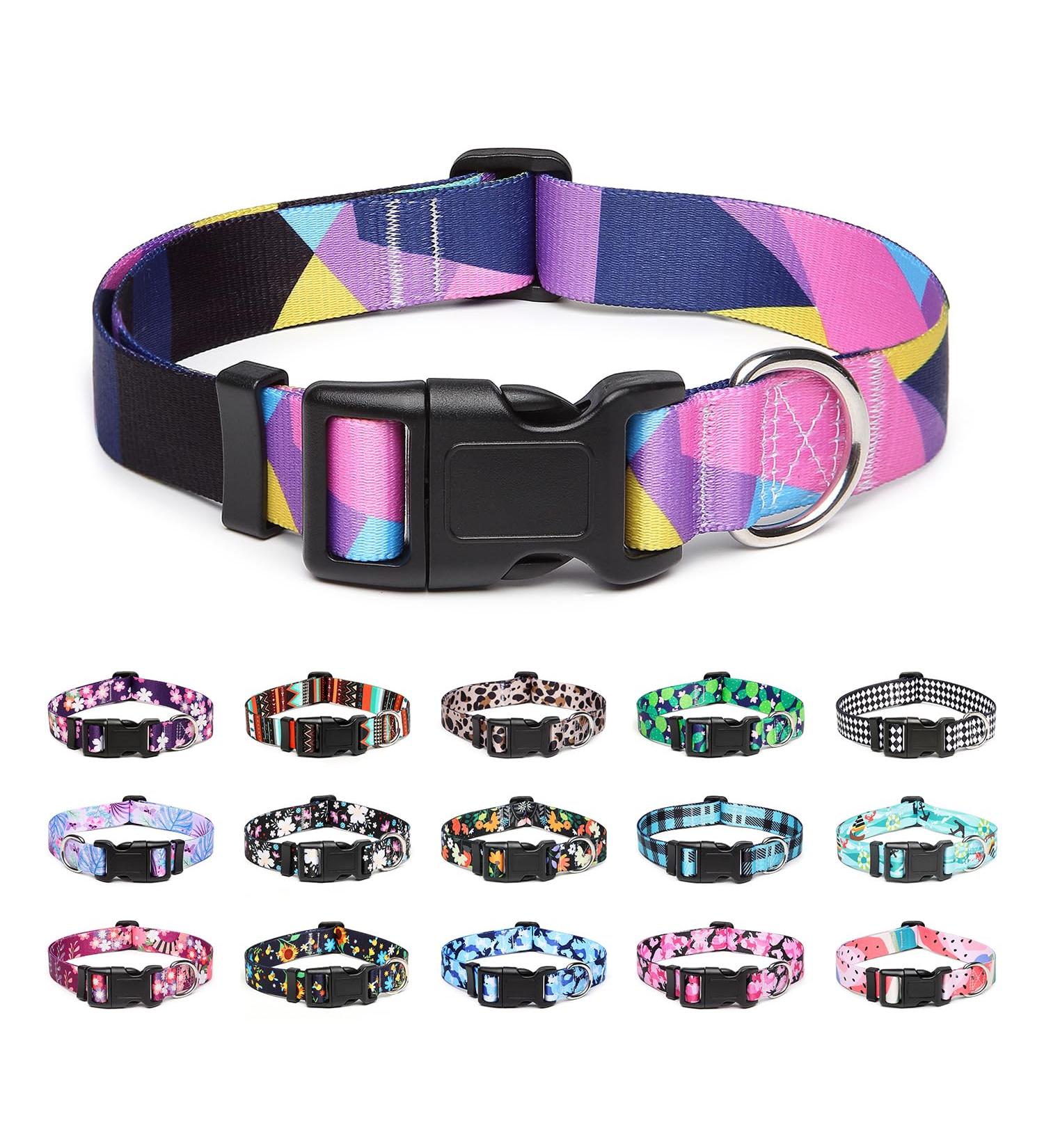 Mercano Adjustable Dog Collar - Soft Nylon Comfort & Robust Geometric Purple Design for Small & Medium Dogs Puppies and Cats - Buy Online on GoSupps.com