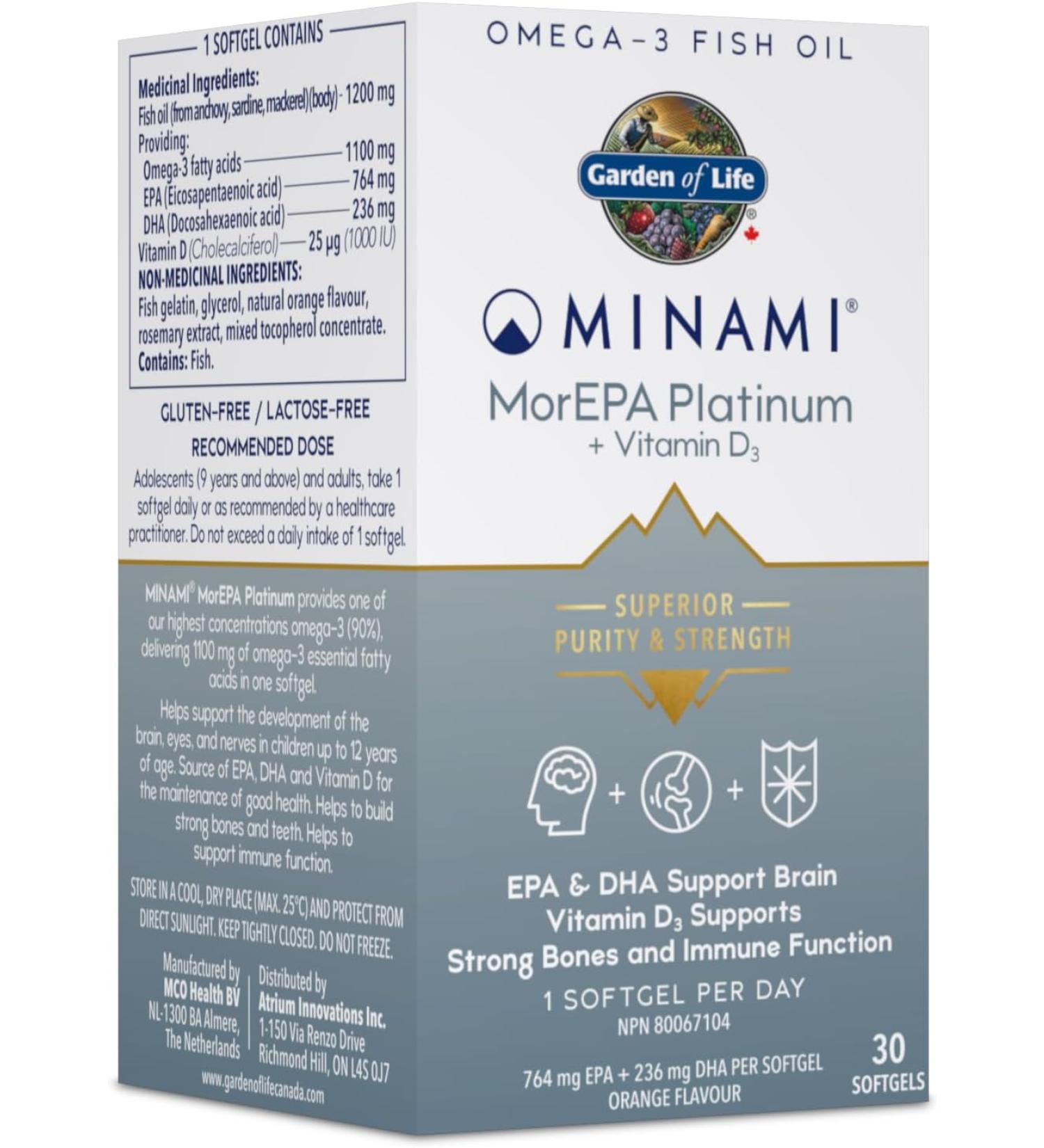 Minami MorEpa Platinum Helps support cognitive health and brain function Omega-3 1100mg & vitamin D3 30 Softgel - Buy Online on GoSupps.com