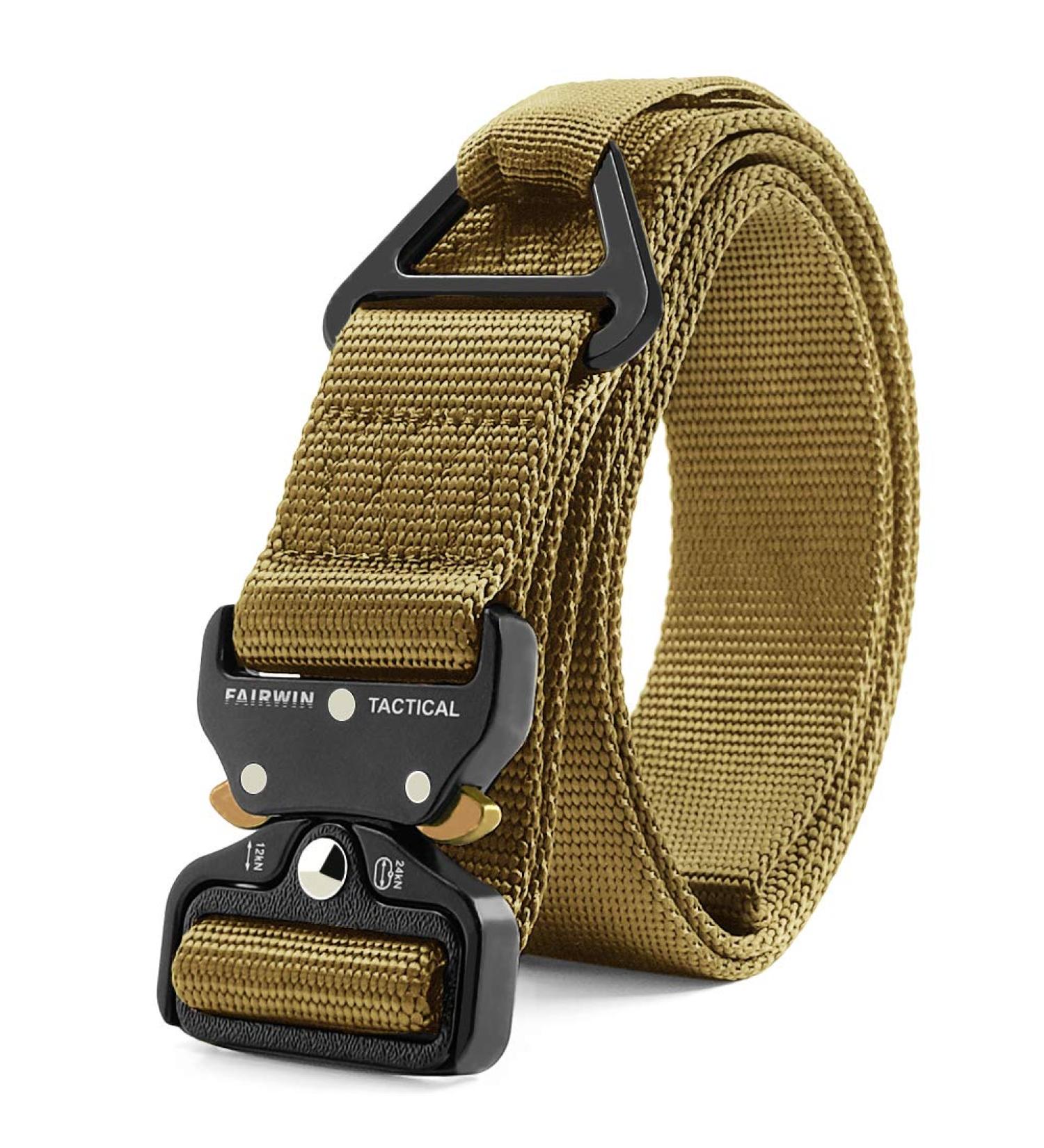 FAIRWIN Tactical Rigger Belt - 1.7'' Nylon Utility Belt with V-Ring Buckle, Brown (S: 30''-36'') - Buy Online on GoSupps.com