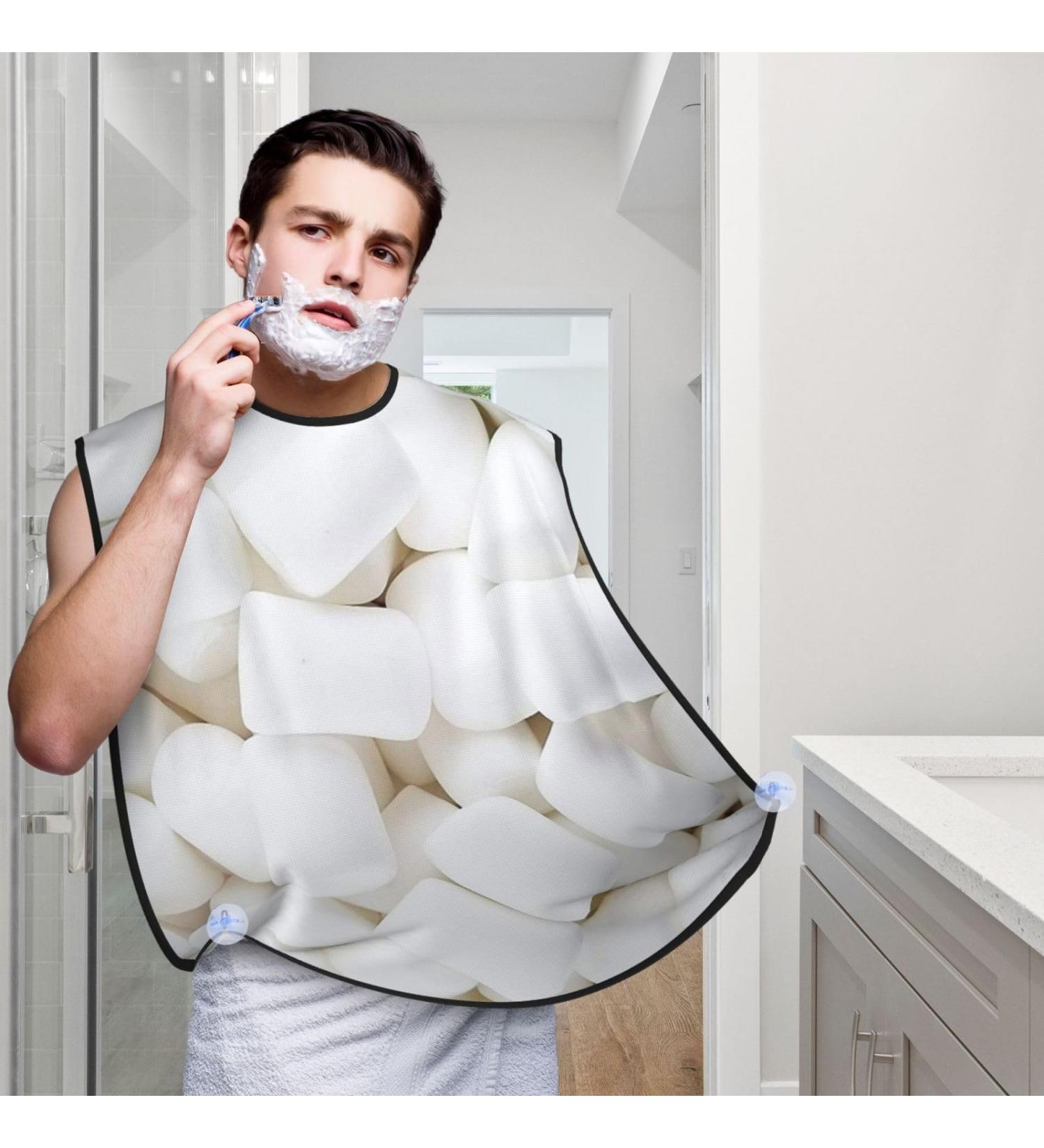 White Cotton Candy Beard Bib Hair Catcher for Men | Perfect Shaving Apron Gift for Father's Day Anniversary Valentine's Day & Christmas - One Size - Buy Online on GoSupps.com