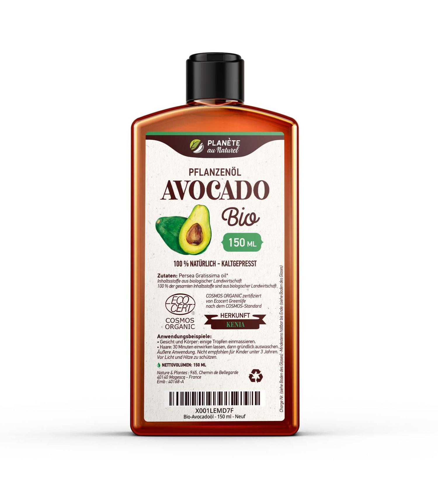 Avocado Oil Organic 150 ml - 100% Organic Pure Natural & Cold Pressed 150 ml (Pack of 1)