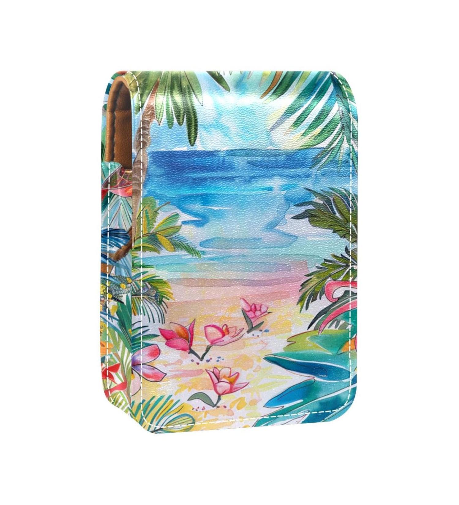 Buy Travel Lipstick Organizer Case - Portable Makeup Bag with Mirror | Tropical Retro Beach Flowers H442j1cscg - International Shipping Available - Buy Online on GoSupps.com