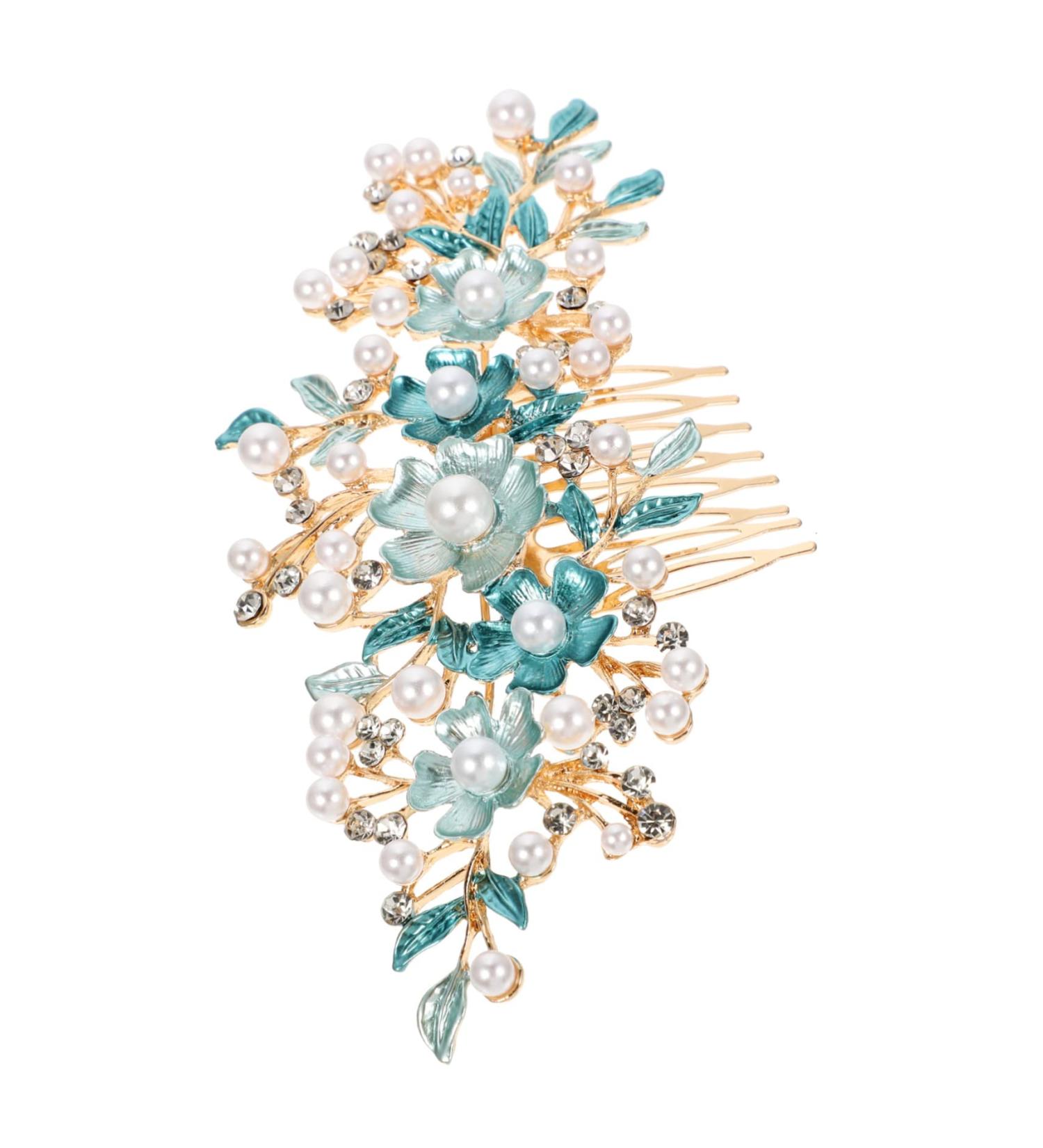 HONMEET Hair Plug Bridal Hair Comb Bridal Hair Clip Rhinestone Flower Hairpins Bun Clips for Hair Tiara Hair Clip for Wedding Bride Hairpin Wedding Headpiece for Bride Women Gajra - Buy Online on GoSupps.com