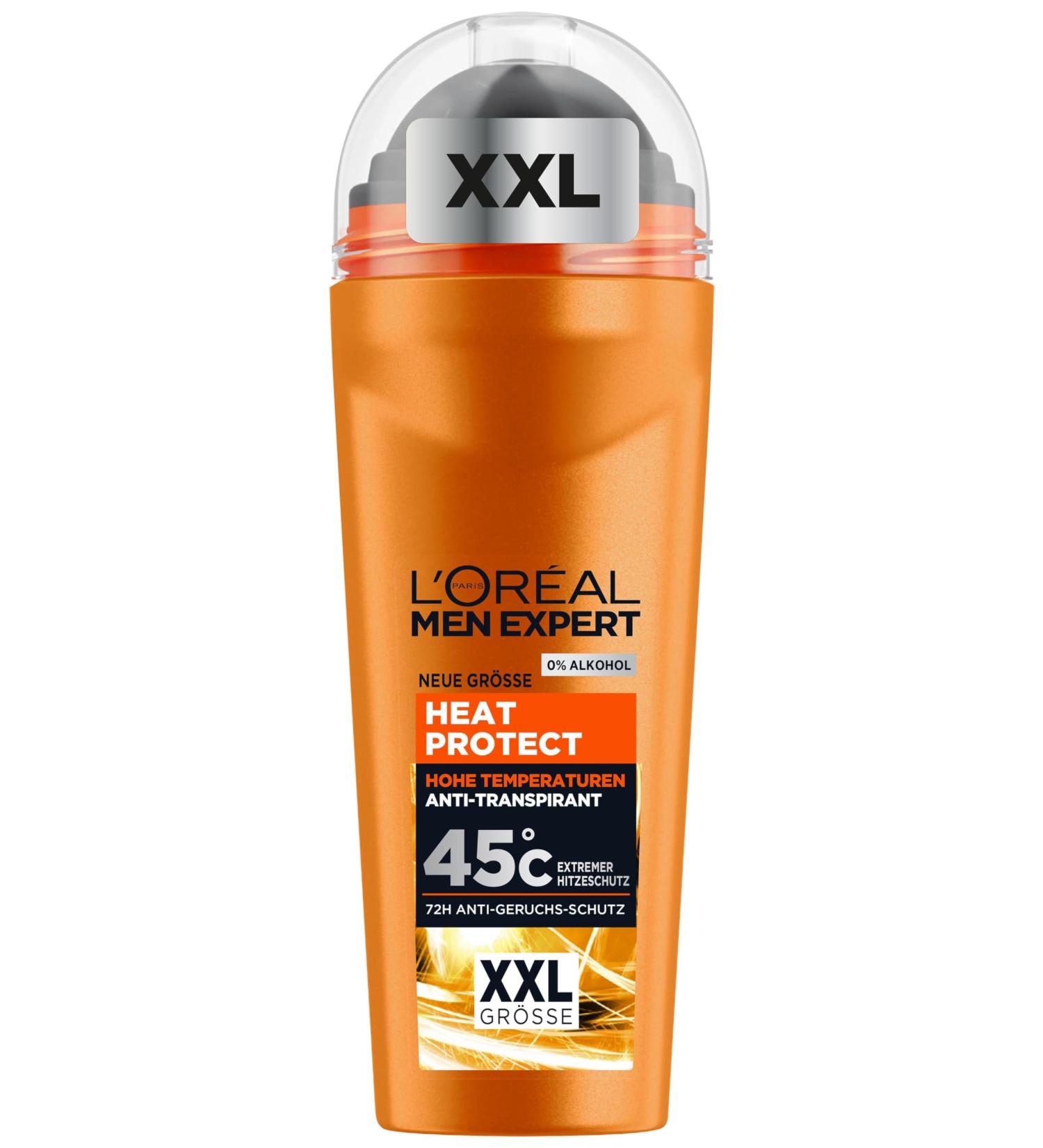 L'Or al Men Expert XXL Roll-on Deodorant for Men Against Sweat Odor Sweating and Underarm Moisture Men's Deodorant for High Temperatures up to 45 C Without
