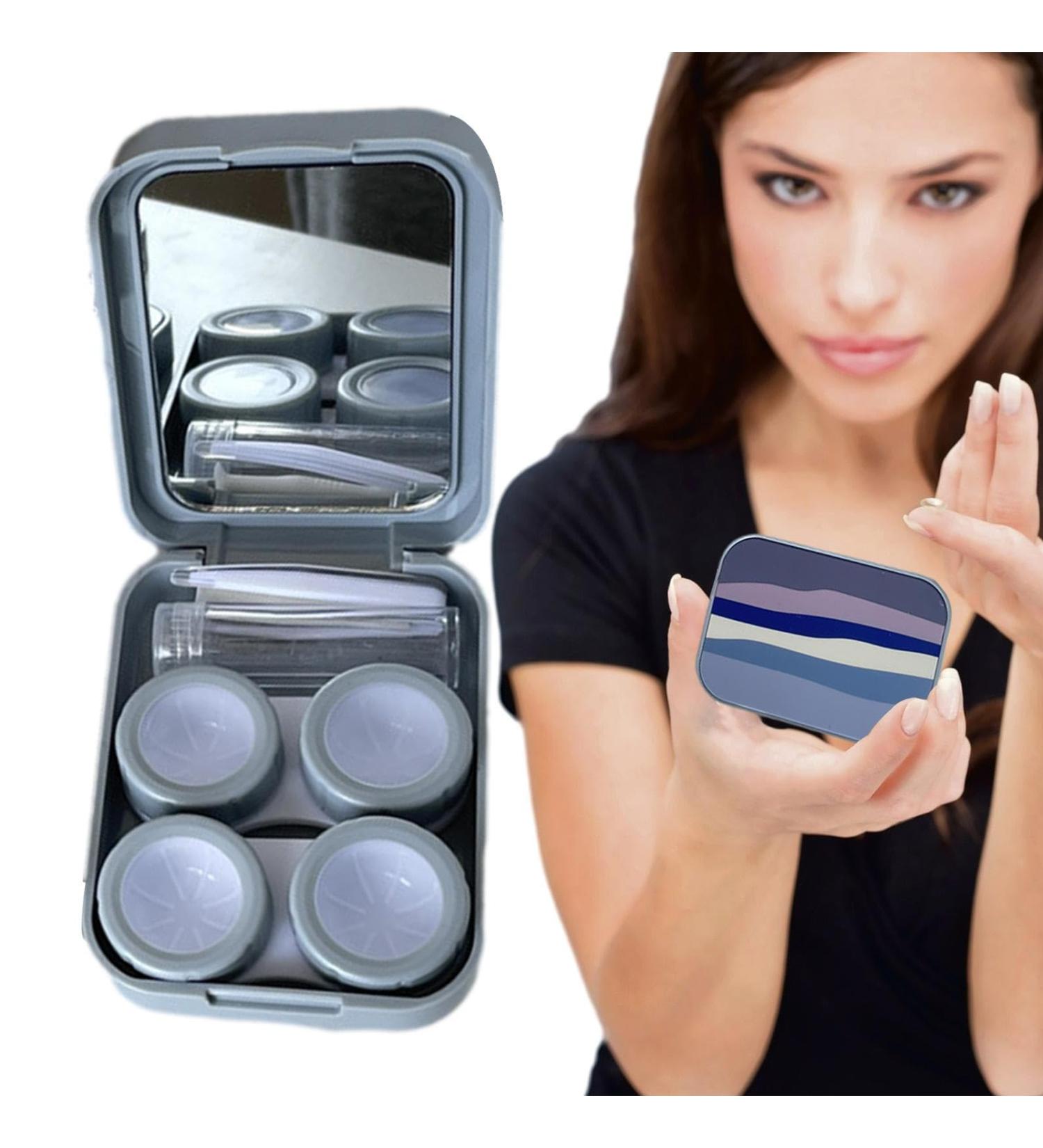 Lens Case | Lens Travel Kit | Portable Box with Tweezers Solution Bottle Lens Holder Kit for Daily and Outdoor Use Zukpumne Purple - Buy Online on GoSupps.com