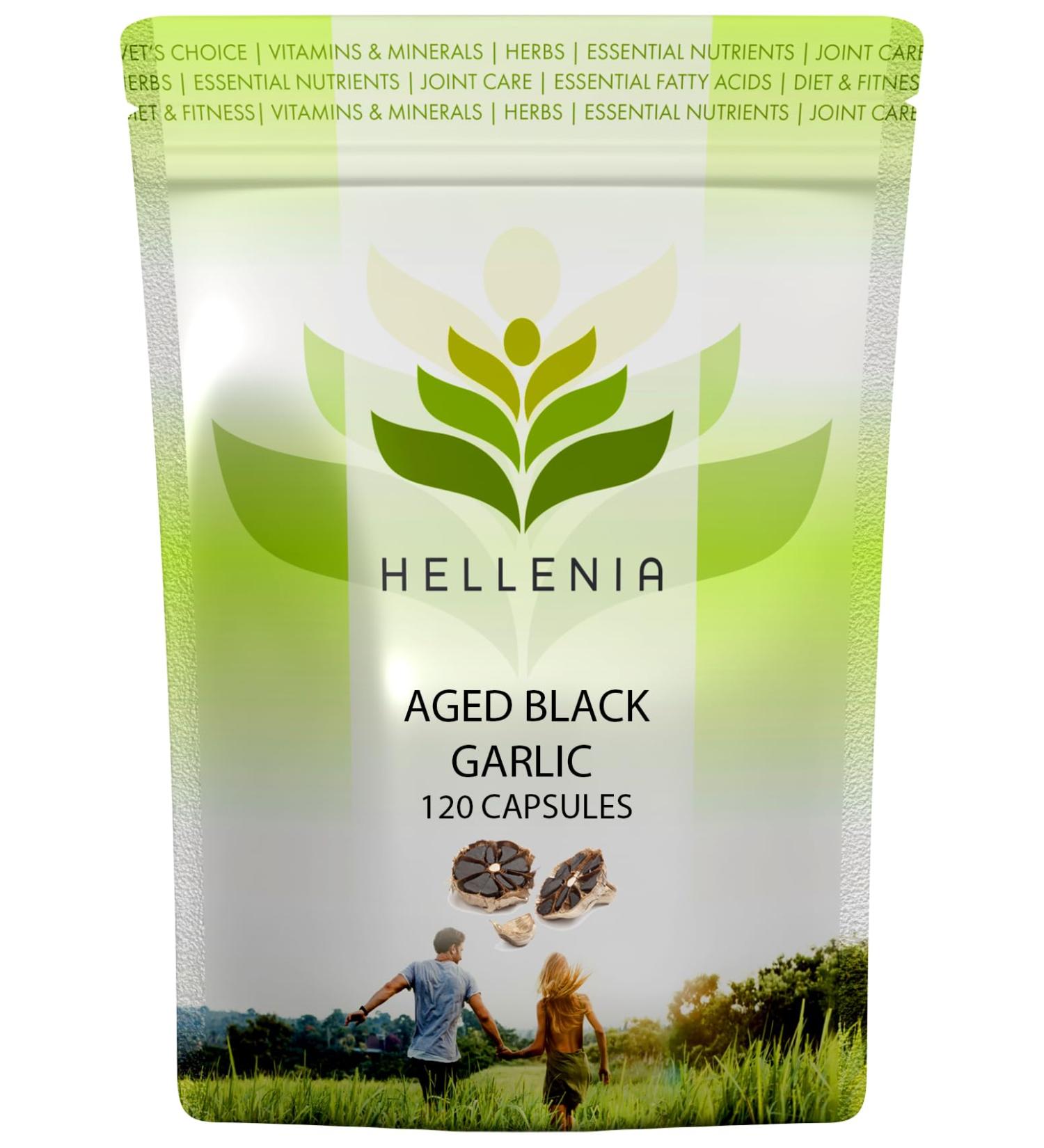 Hellenia Aged Garlic 12,000mg Capsules - Antioxidant & Cholesterol Support - Vegan & Gluten Free - 120ct - Buy Online on GoSupps.com