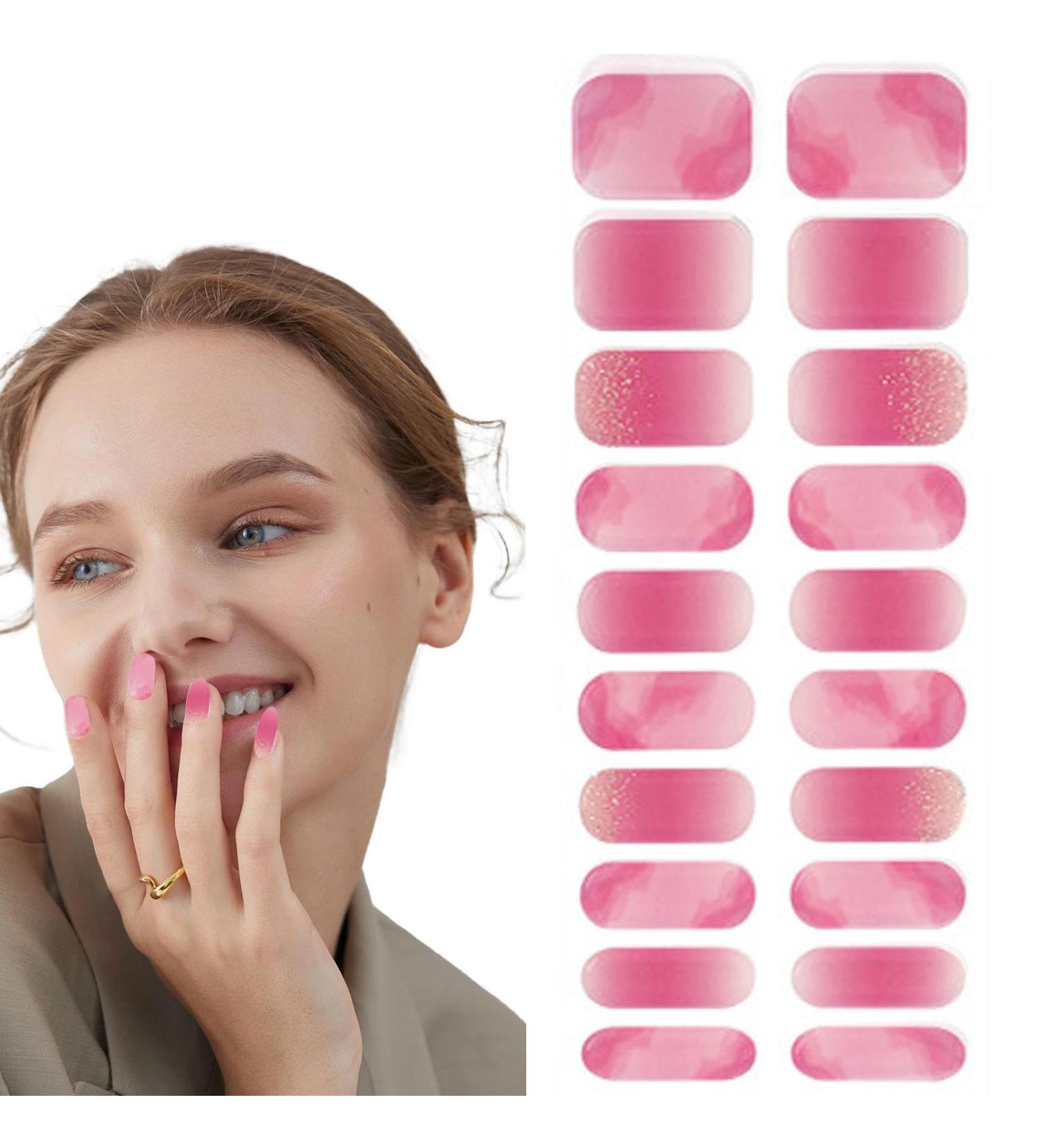 Streysisl Nail Gel Strips Gel Nail Stickers - Semi-Cured Gel Nail Strips Completely Wrapped Nail Stickers Nail Polish Strips Gradient Stickers Glittering Self-Adhesive 0175 - Buy Online on GoSupps.com