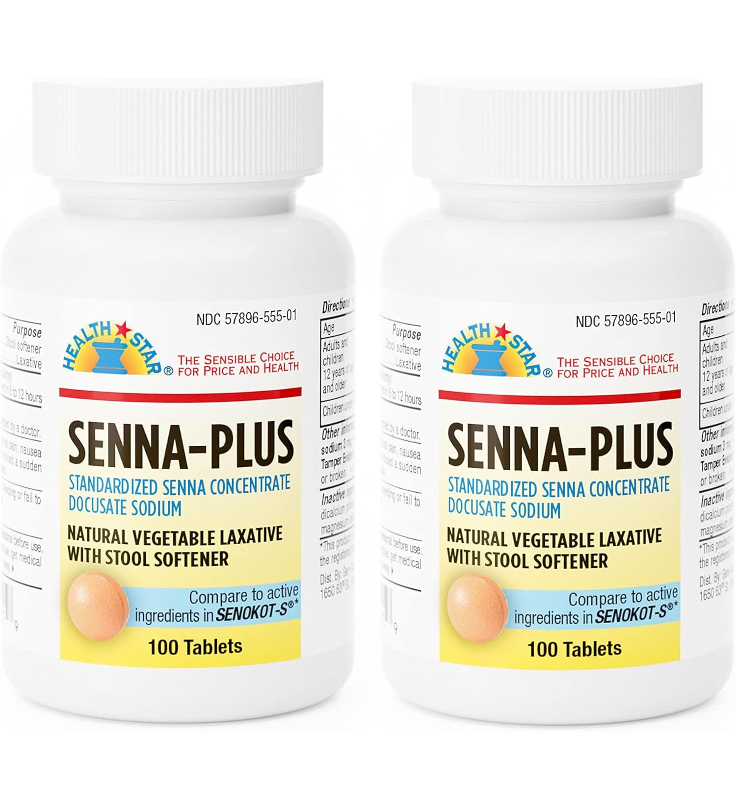 Senna Plus Natural Vegetable Laxative & Stool Softener 100 tablets x 2 - 200 Count - Buy Online on GoSupps.com