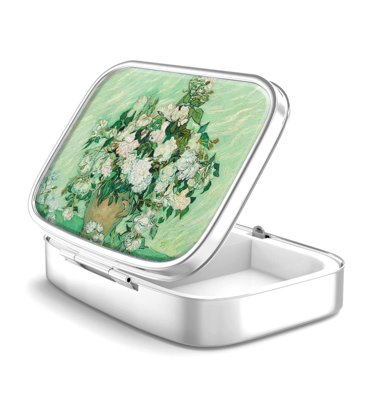 Portable 2-Compartment Pill Box | Decorative Metal Vitamin Organizer - Unique Gift for Travel & Wellness - Buy Online on GoSupps.com