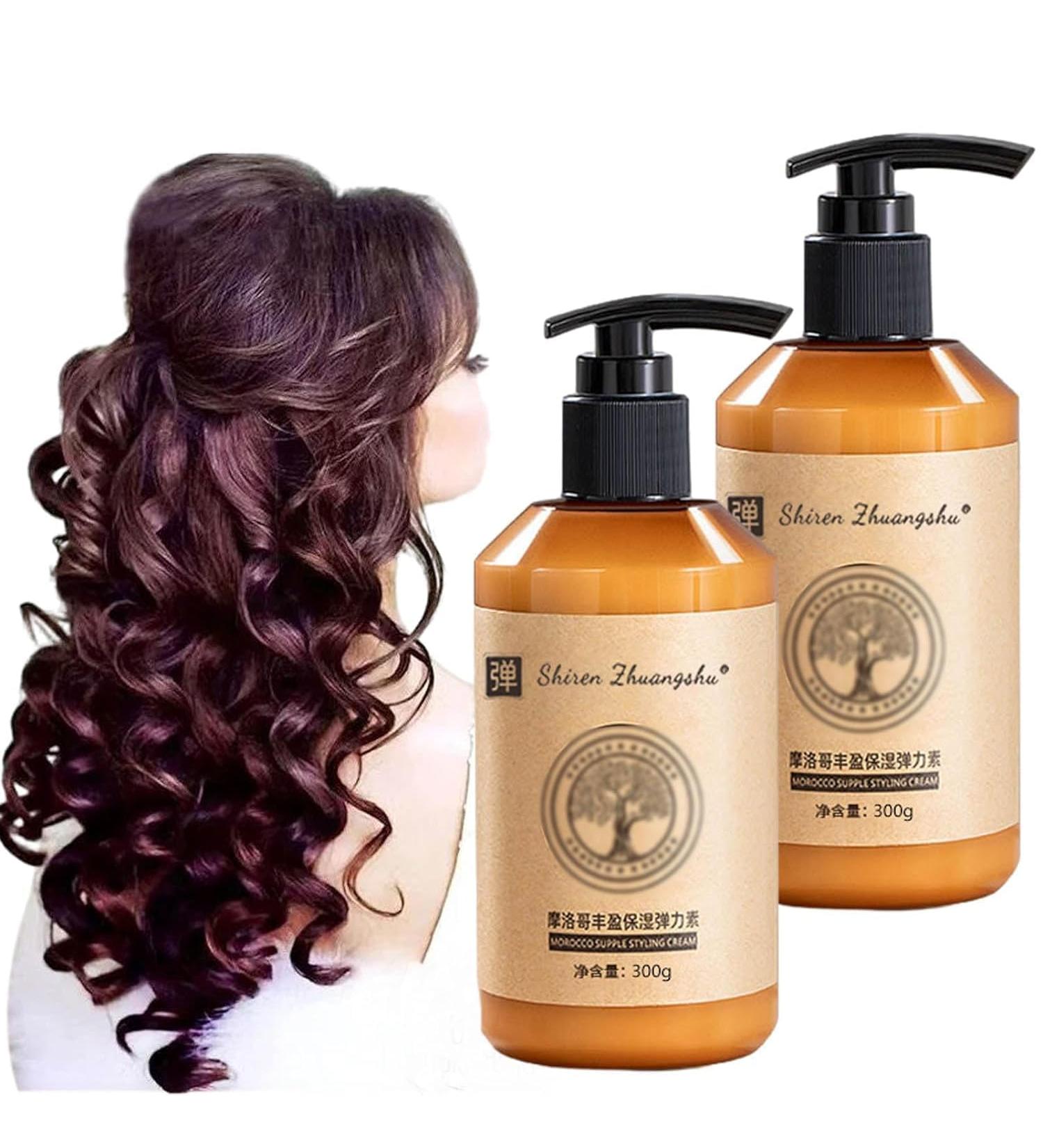 Shiren Zhuangshu Curly Hair Care - 300g Long-Lasting Moisturizing Elastina for Moroccan Volume & Elasticity (2PC) - International Shipping Available - Buy Online on GoSupps.com