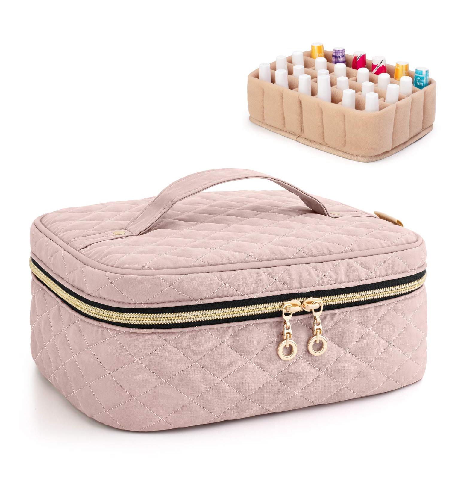 YARWO Nail Polish Carrying Bag - Holds 24 Bottles - Travel Storage Organizer - Dusty Rose - (Bag Only) - Buy Online on GoSupps.com