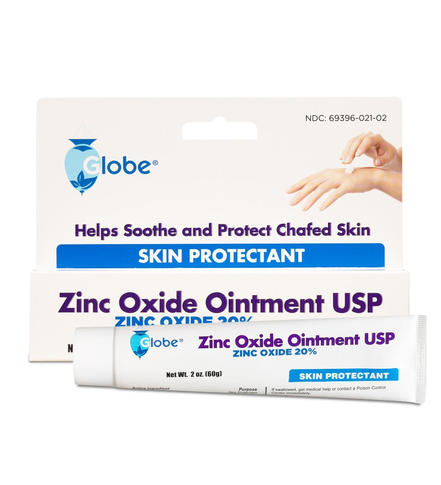 Globe Zinc Oxide Ointment 20% - 2 oz Tube | Advanced Skin Protection for Diaper Rash, Poison Ivy, and Oak | Protects from Wetness and Chafed Skin - Buy Online on GoSupps.com