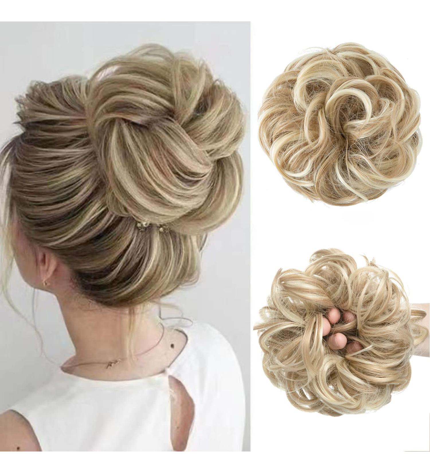 Jjstar Hair Part with Rubber Band - Big Bun Hair Tie & Extensions for Women | Dirty Blonde Curled Hair Updos & Messy Buns - Buy Online on GoSupps.com