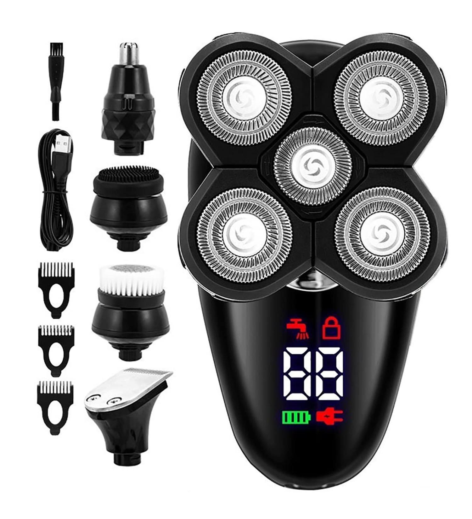 Buy 5-in-1 Electric Razor for Men - Bald Head Shaver Beard Trimmer & More | LED Display USB Rechargeable | International Shipping Available - Buy Online on GoSupps.com