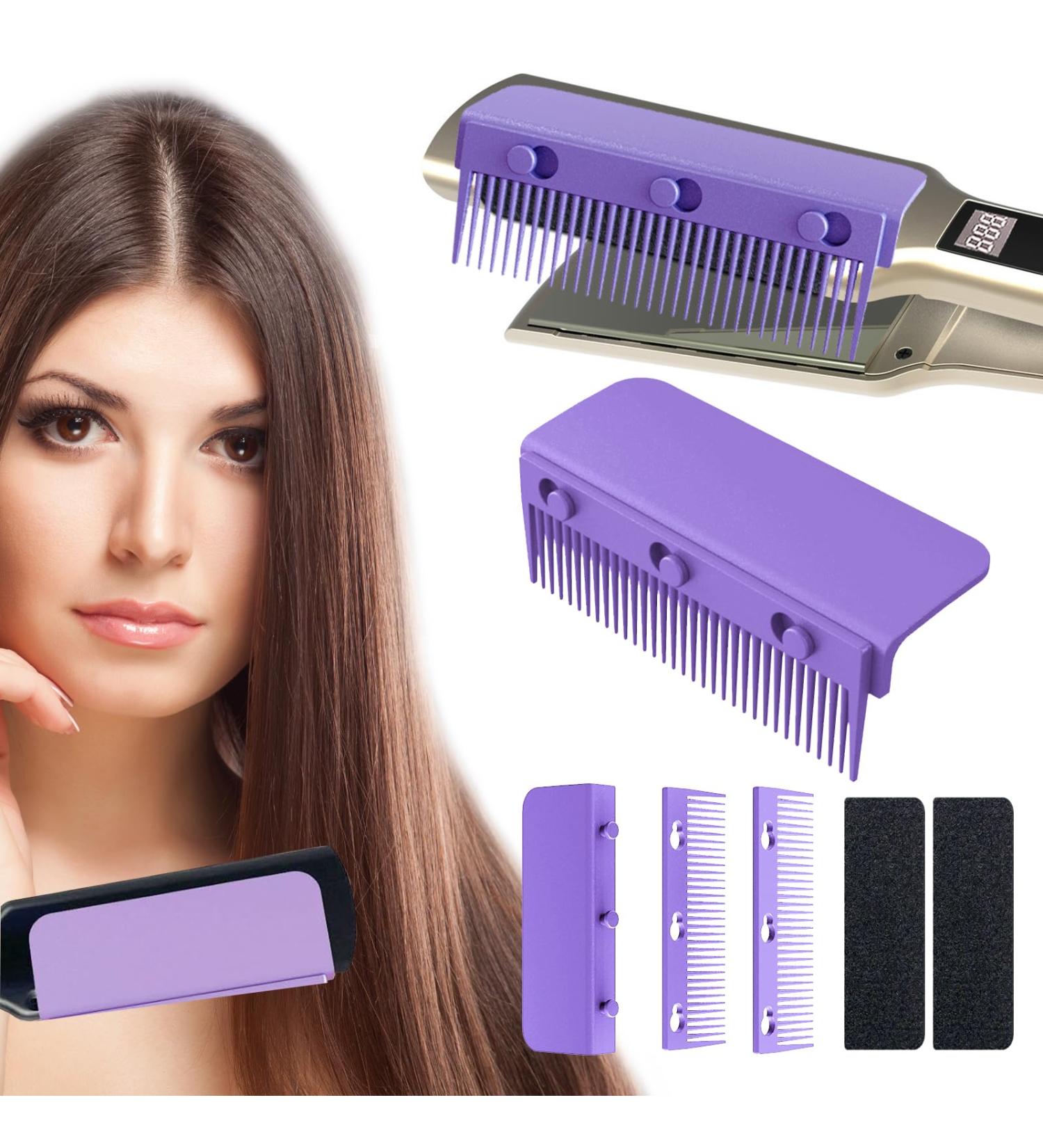 Flat Iron Comb Attachment Clip On - Portable Hair Straightener Brush & Professional Styling Tool (Purple) | Shop Internationally - Buy Online on GoSupps.com