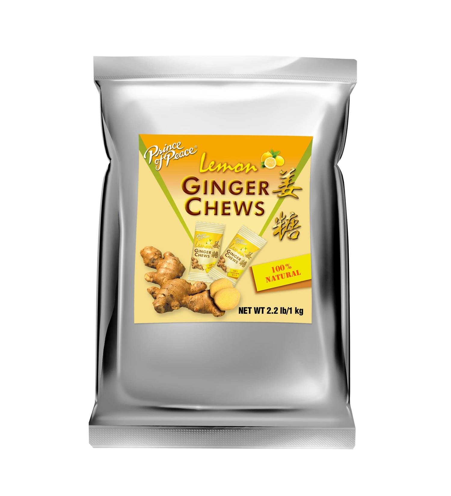 Prince of Peace Ginger Chews with Lemon 2.2lb/1kg - Candied Ginger Candy Pack for Nausea Relief - Buy Online on GoSupps.com