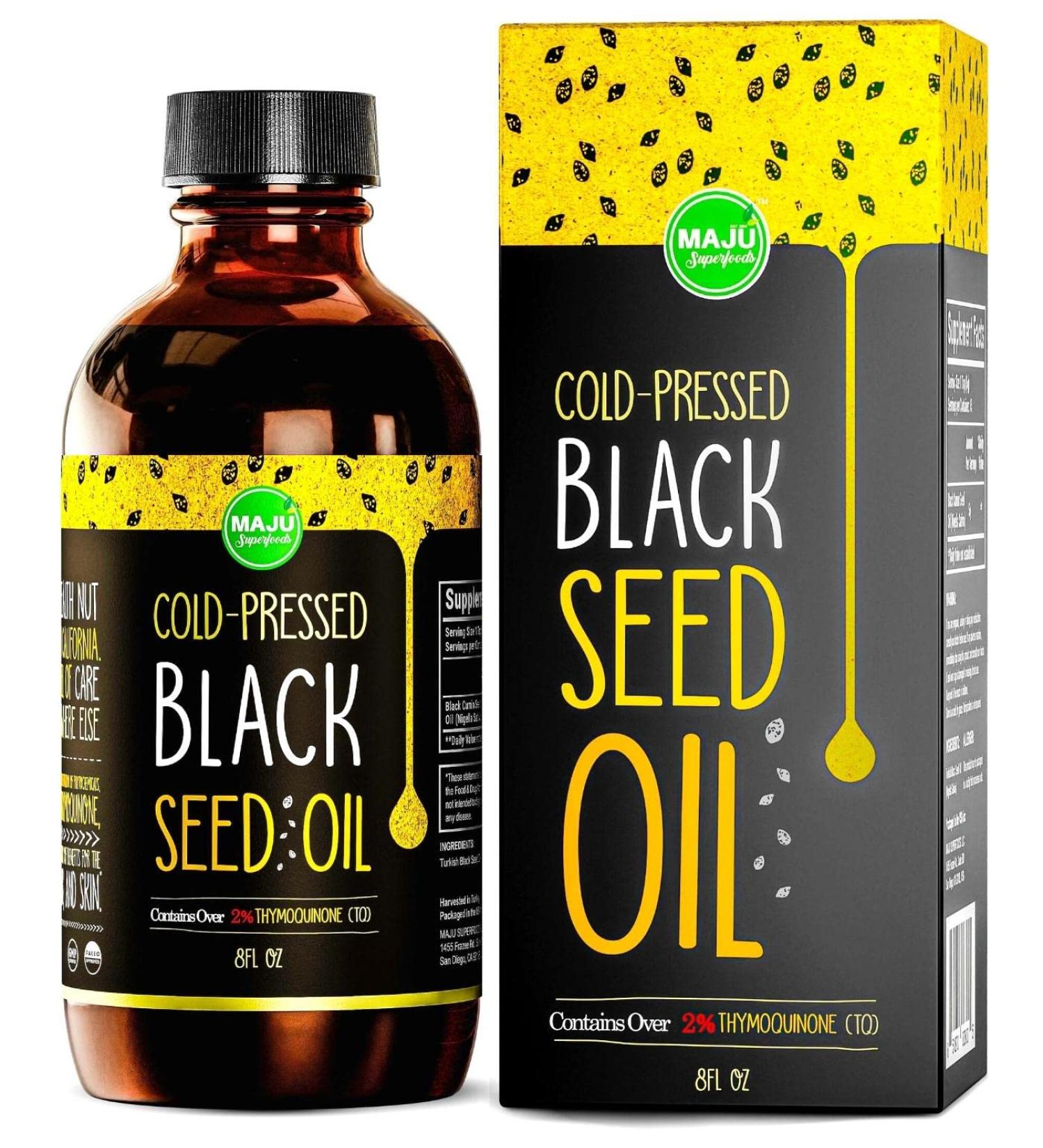 MAJU Black Seed Oil - Cold-Pressed Turkish Black Cumin Seed Oil, 8 oz Glass Bottle - Buy Online on GoSupps.com