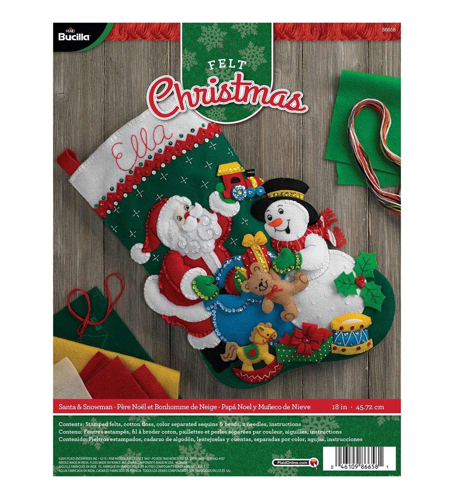 Bucilla Santa & Snowman 18-Inch Felt Stocking Kit - DIY Christmas Applique - Buy Online on GoSupps.com