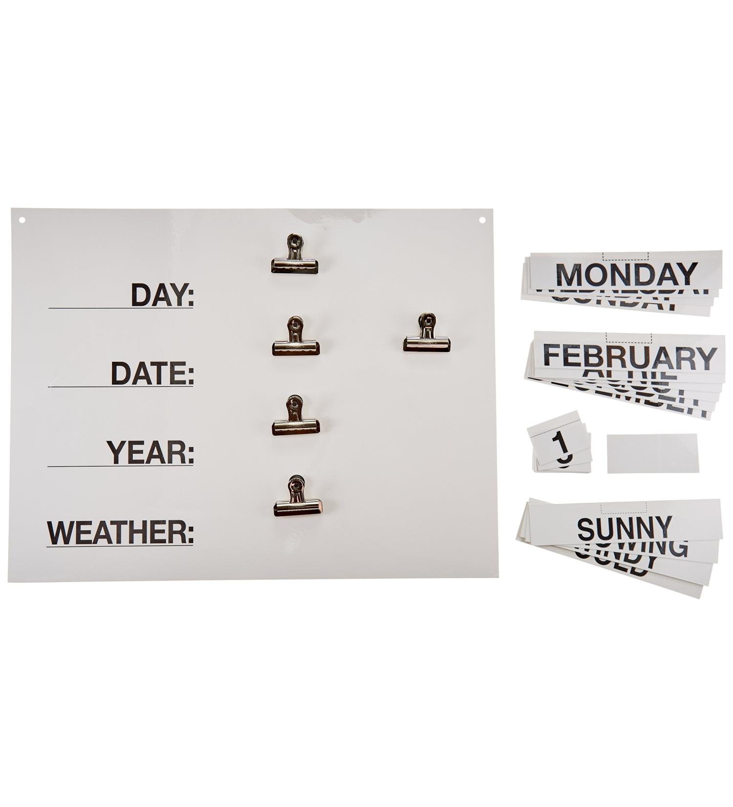 Sammons Preston - 64213 Reality Orientation Chart, 21" x 16.5" Display Board Shows Day, Date, Year & Weather, Large Block Letters on White Background, Aid to Daily Living for Those with Cognitive Impairments