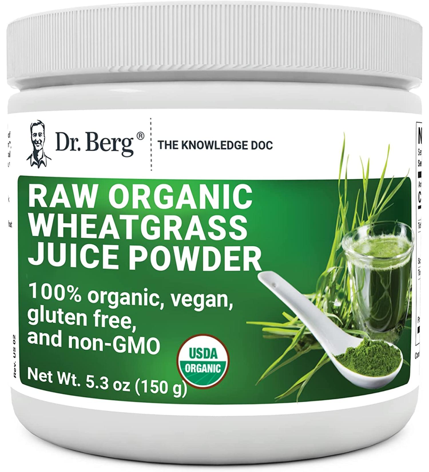 Dr. Berg's Wheatgrass Superfood Powder - Organic Ultra-Concentrated Rich in Vitamins & Nutrients - 60 Servings - Gluten-Free Non-GMO - 5.3 oz - Buy Online on GoSupps.com