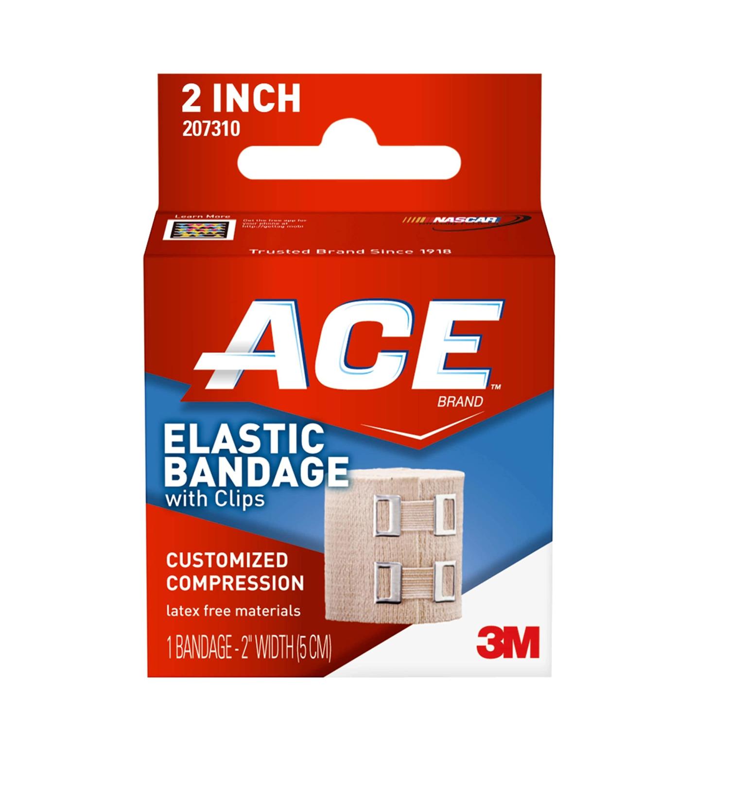 ACE 2-inch Elastic Bandage with Clips - Beige - Ideal for Wrist, Foot & More - 1 Count - Buy Online on GoSupps.com
