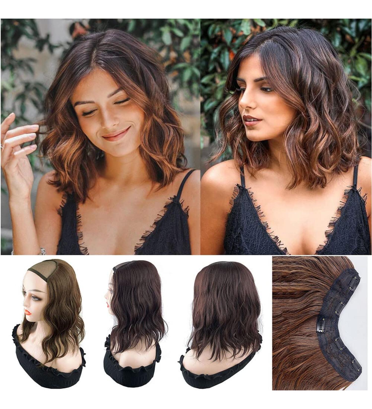 Hair Extensions Clip in Synthetic Wavy Curly Full Head U Shape Hair Wigs for Women Hair 3/4 Half Wig Topper Full Head Loose Wave Sythetic Heat Resisitant Hairpiece Extensions 5 Clips(Light brown) - Buy Online on GoSupps.com