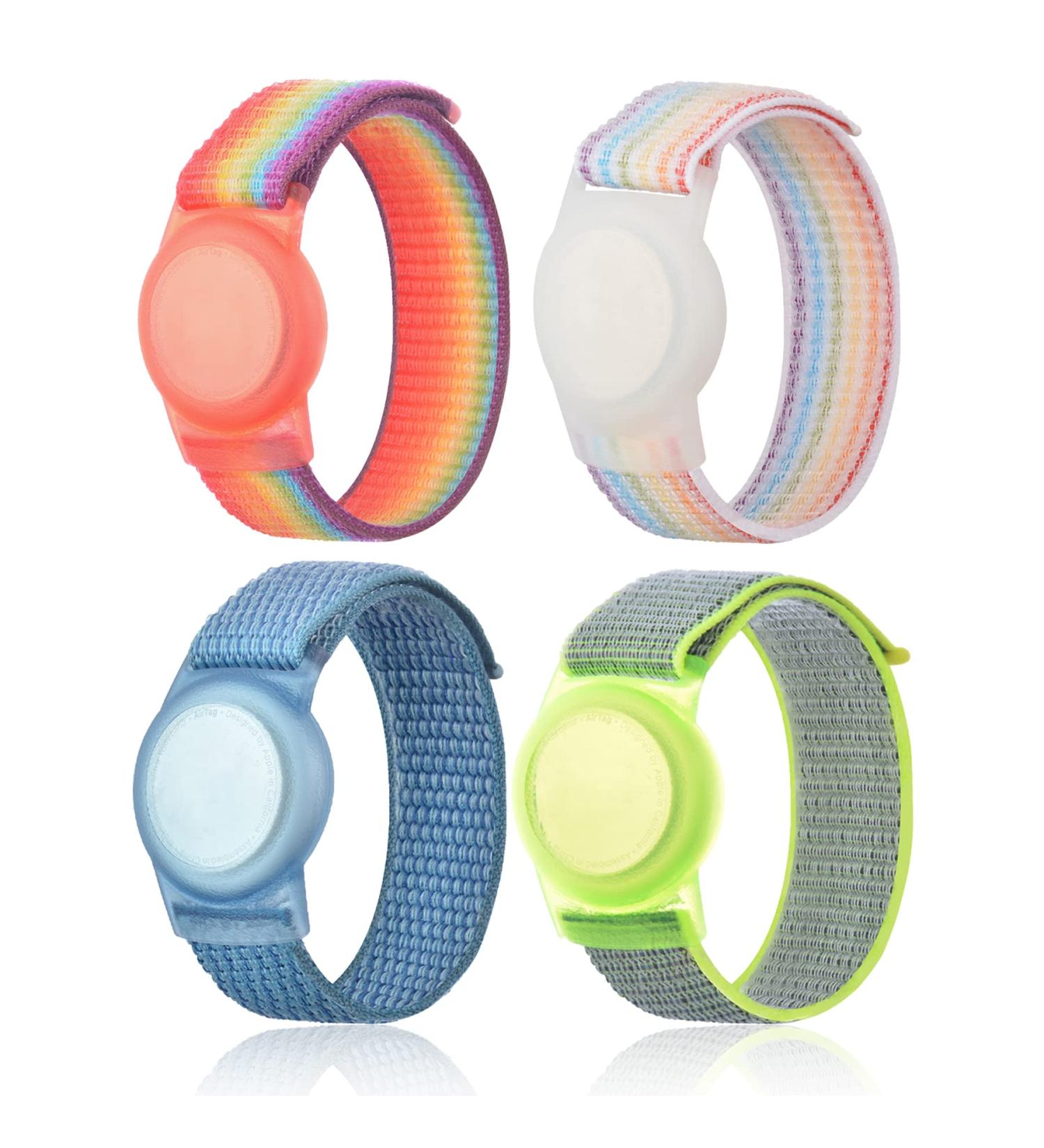4 Pack Wristband for Airtag Kids  GPS Bracelet for Kids Compatible with Apple Air Tag  Nylon Watch Band Tracker Case Strap Holder Accessories for Toddler Child Adult  Adjustable Anti-Lost Nilong-Rainbowlanlv - Buy Online on GoSupps.com