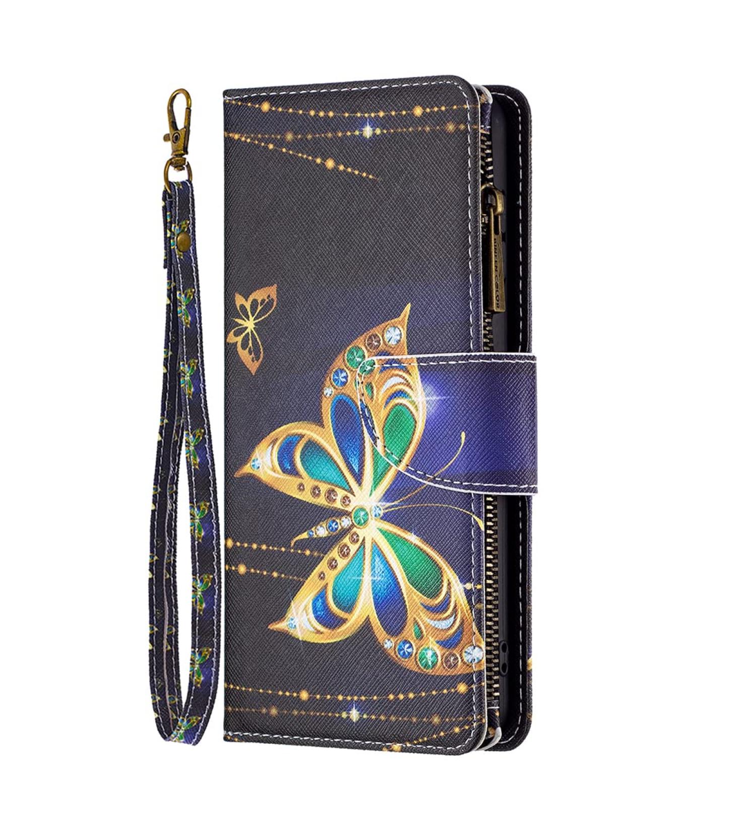 VQWQ Mobile Phone Case for Xiaomi Redmi Note 12 5G & Poco X5 - Protective Leather Pocket with Lanyard & Zipper - Butterfly 3 Folding Cover - Buy Online on GoSupps.com