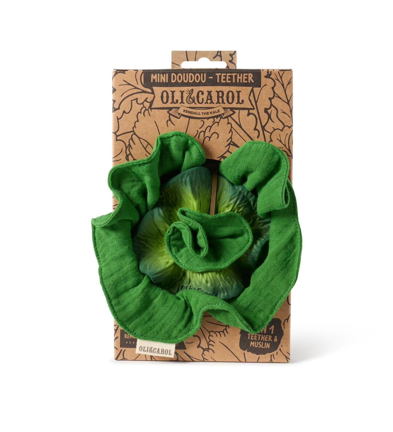 Oli & Carol - Mini Doudou Teething Ring for Babies Lechuga Green Kendall the Kale