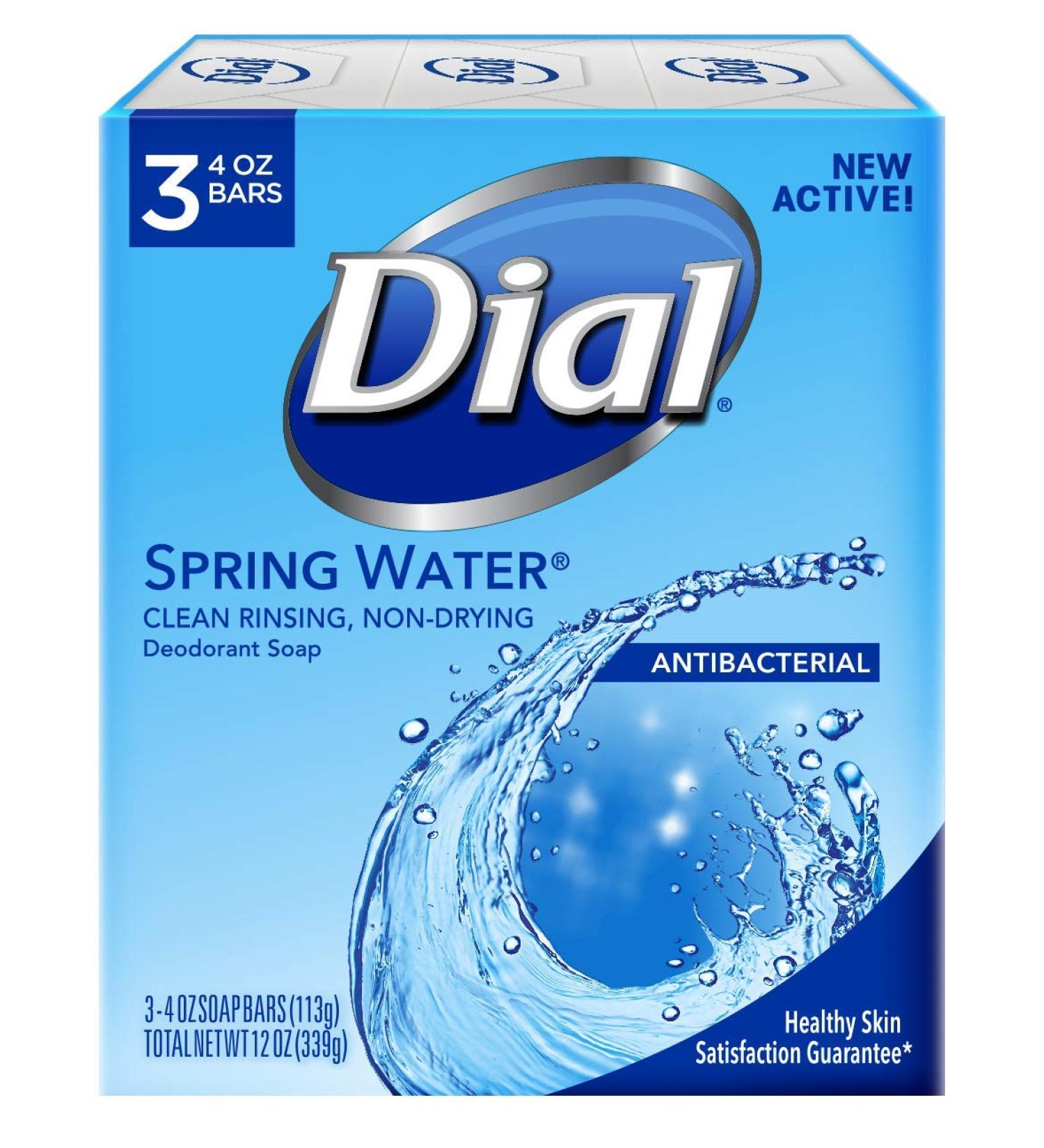 Dial Antibacterial Deodorant Soap Spring Water 4oz - Pack of 3 Bars - Buy Online on GoSupps.com
