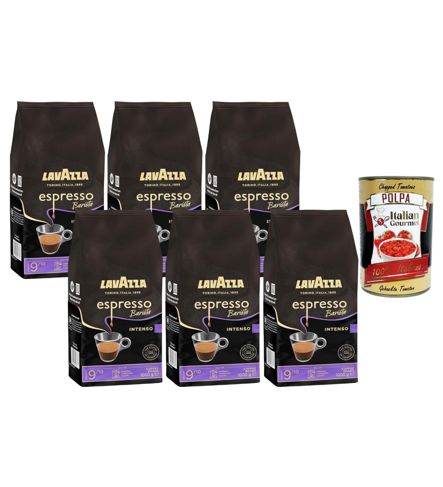 Italian Gourmet Bundle Lavazza Espresso Barista Intenso grains de caf 6x1kg (6kg) intensit 9/10 pour espresso cappuccino latte crema riche + Italian Gourmet Polpa - Buy Online on GoSupps.com