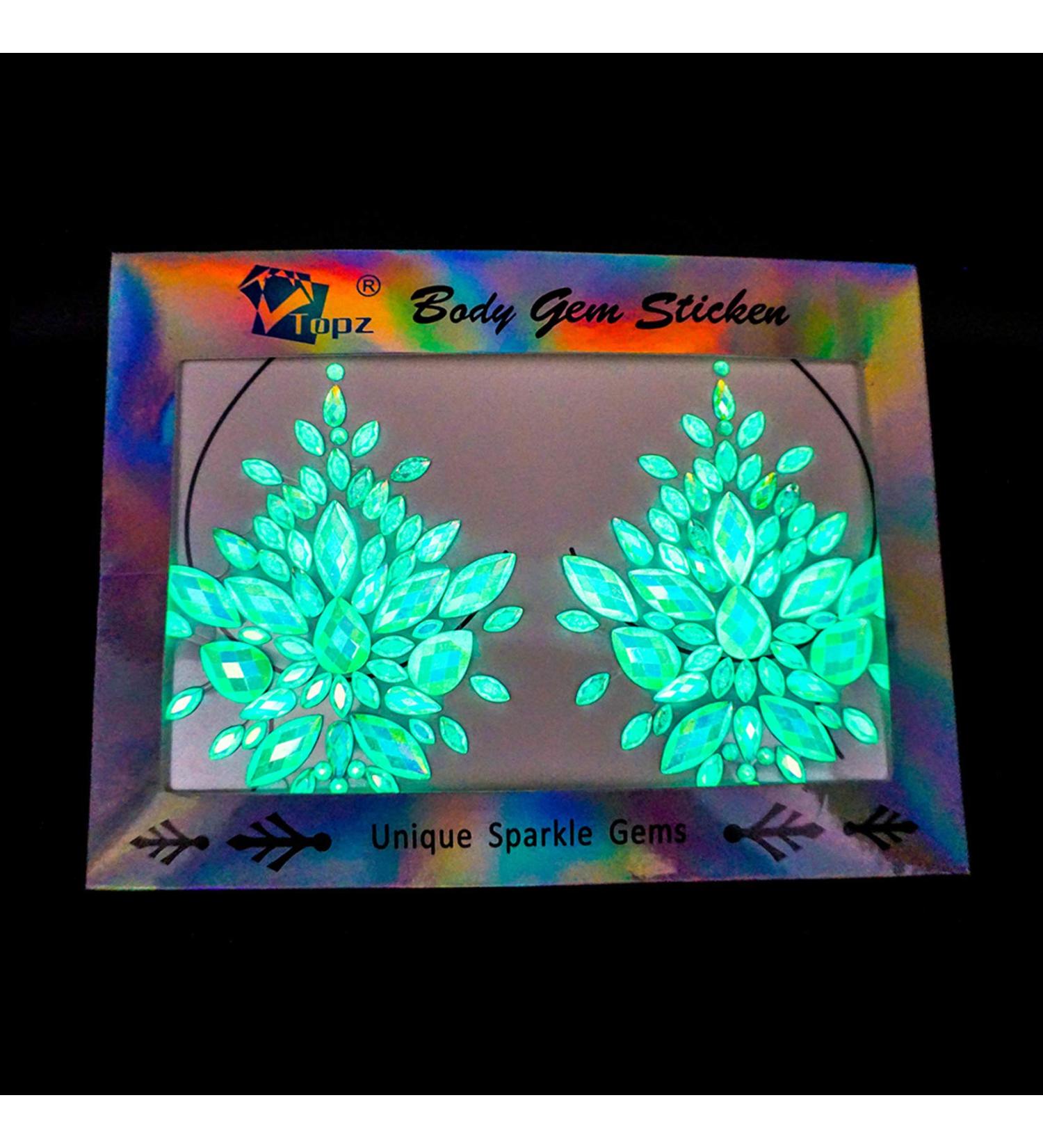 Glow in the Dark Face Gems & Body Jewels - Halloween Makeup & Festival Stickers (TP351) - Buy Online on GoSupps.com