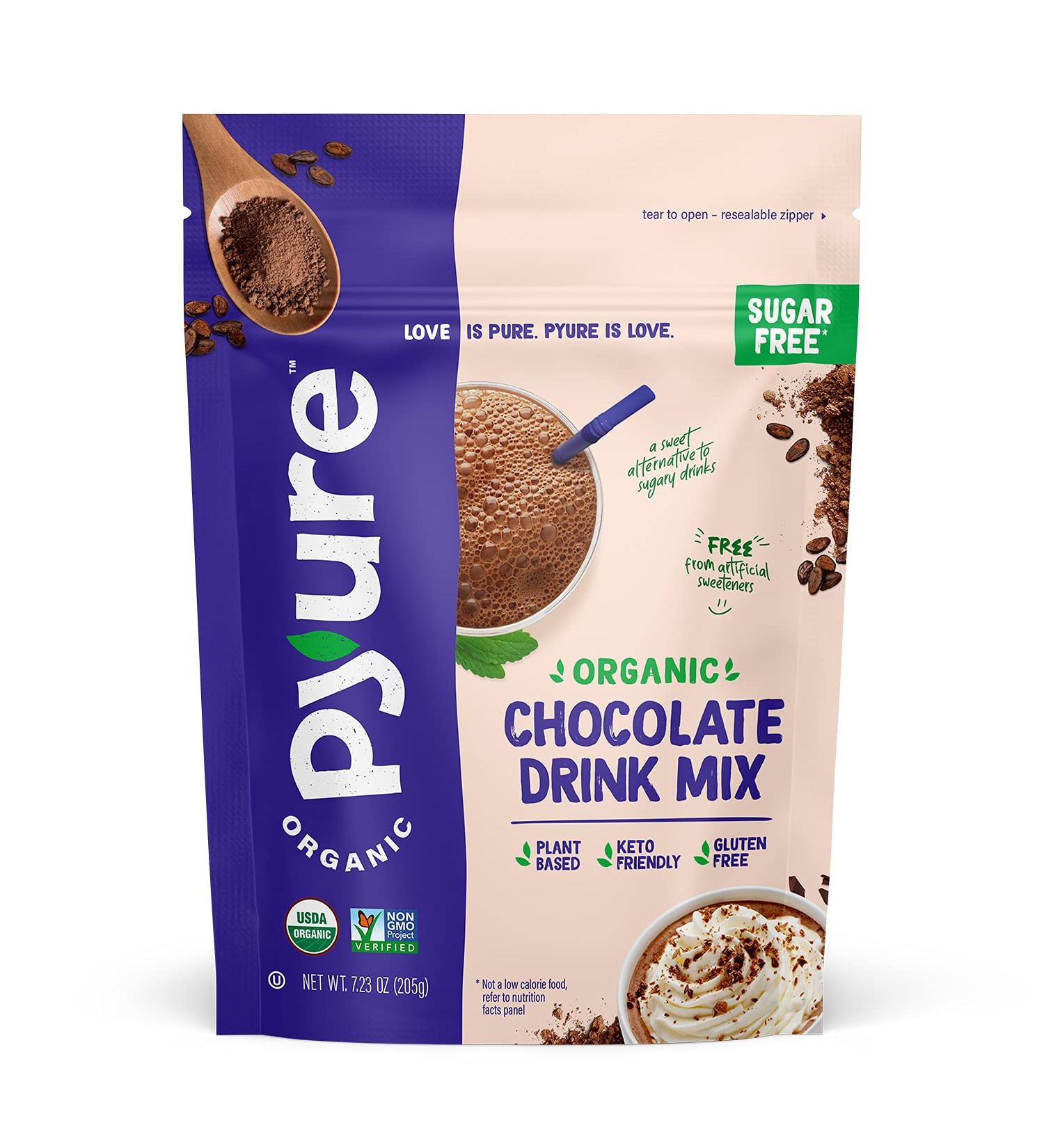 Pyure Organic Sugar-Free Chocolate Drink Mix 7.23 oz (205 g) - Buy Online on GoSupps.com