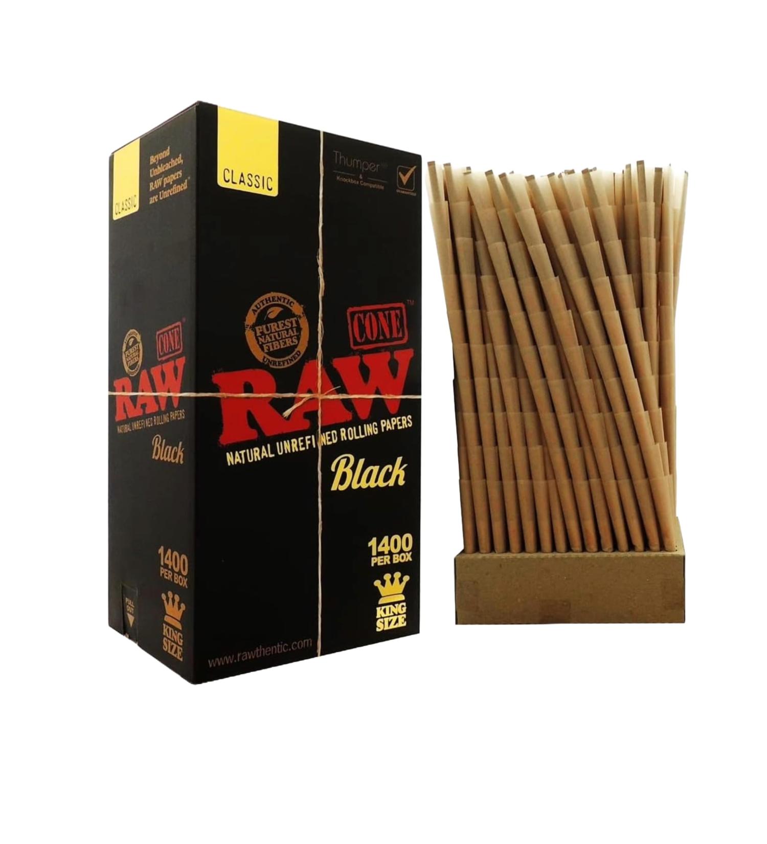 RAW Black Classic King Size Pre Rolled Cones - 1400 Count
