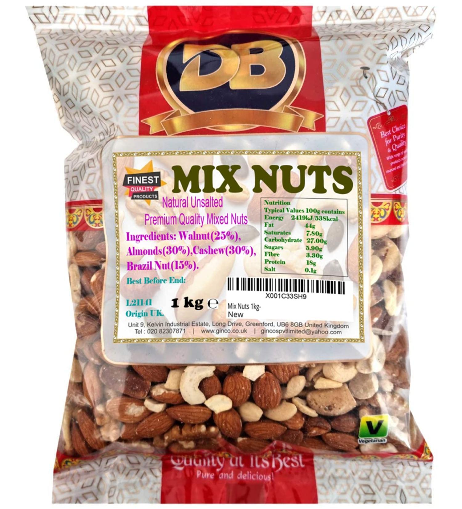 1kg Raw & Unsalted Mix Nuts - Cashews, Almonds, Walnuts, Brazil Nuts | Nutritious Vegan Snack Mix for Keto & Vegetarian Diets - Bulk Treat & Wholesome Gift - Buy Online on GoSupps.com