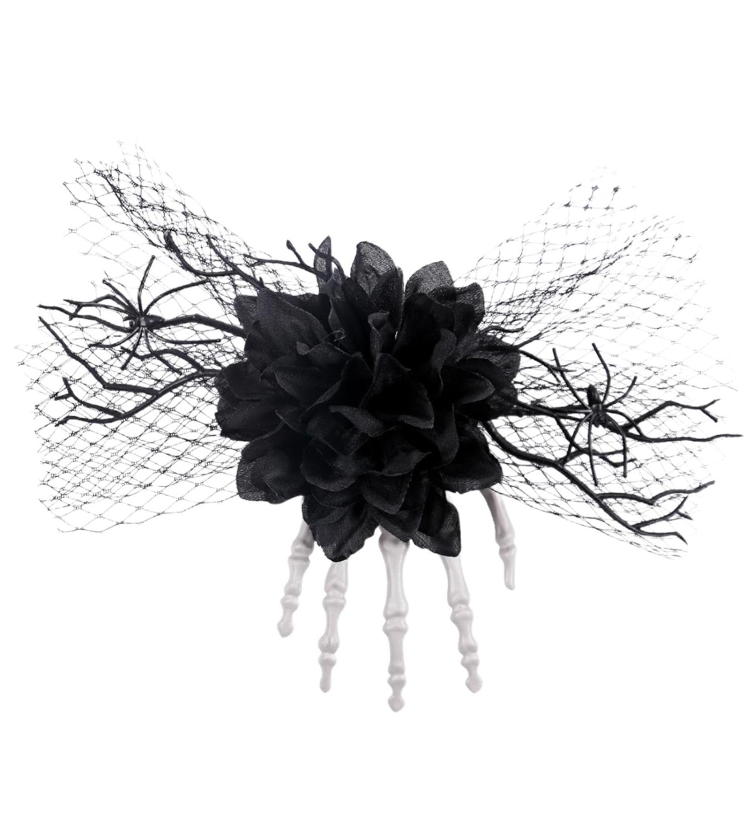 Gothic Hair Clips Rose Barrettes for Halloween Horror Festival Hair Pins Portable Hair Accessories for Women & Girls Black - Buy Online on GoSupps.com