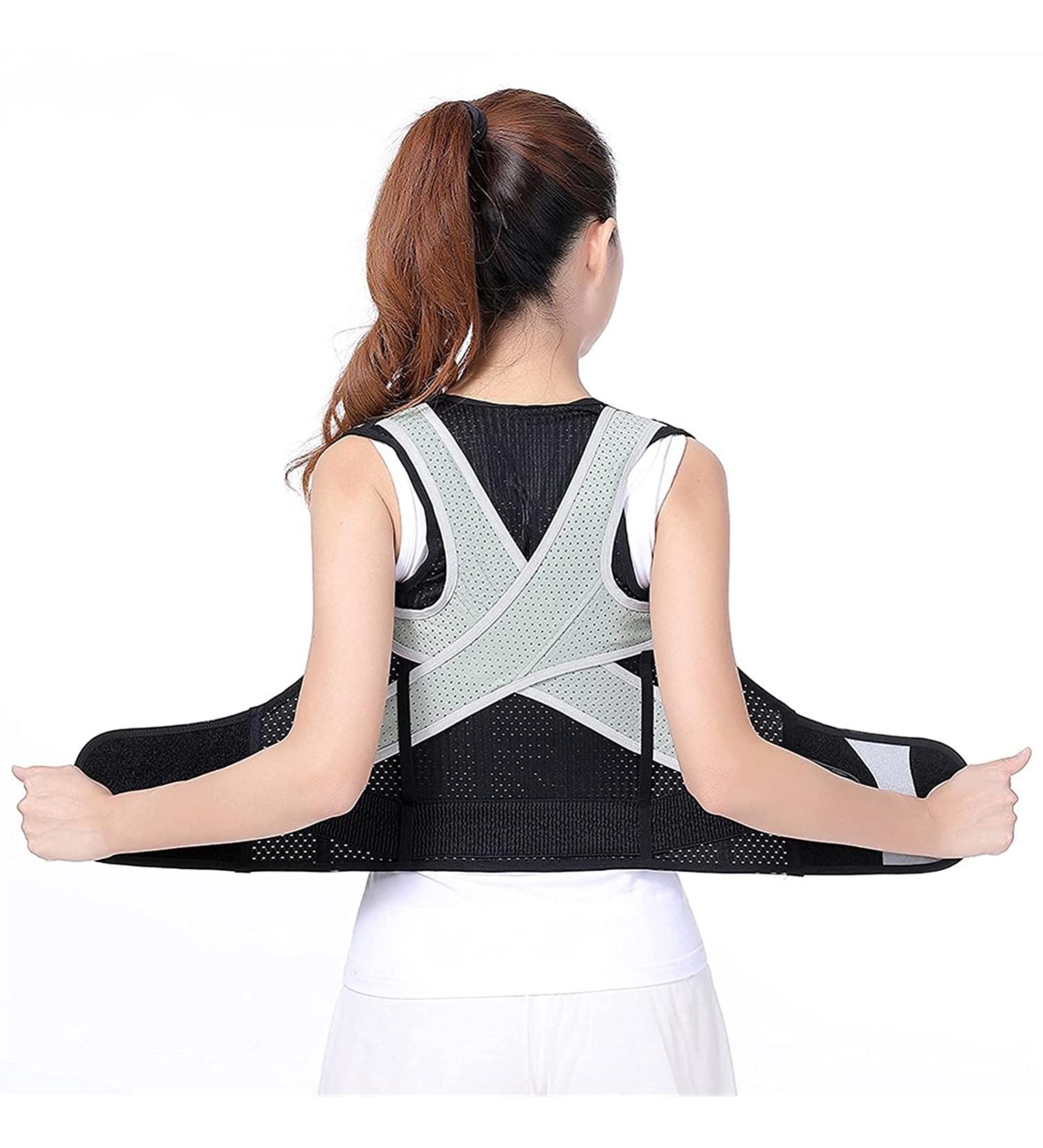 Posture Corrector Breathable Lumbar Support for Men Women - Adjustable Full Back Straightener Neck Pain Relief Belt Shoulder Support Stra Back Posture Elegant Svart X - Buy Online on GoSupps.com