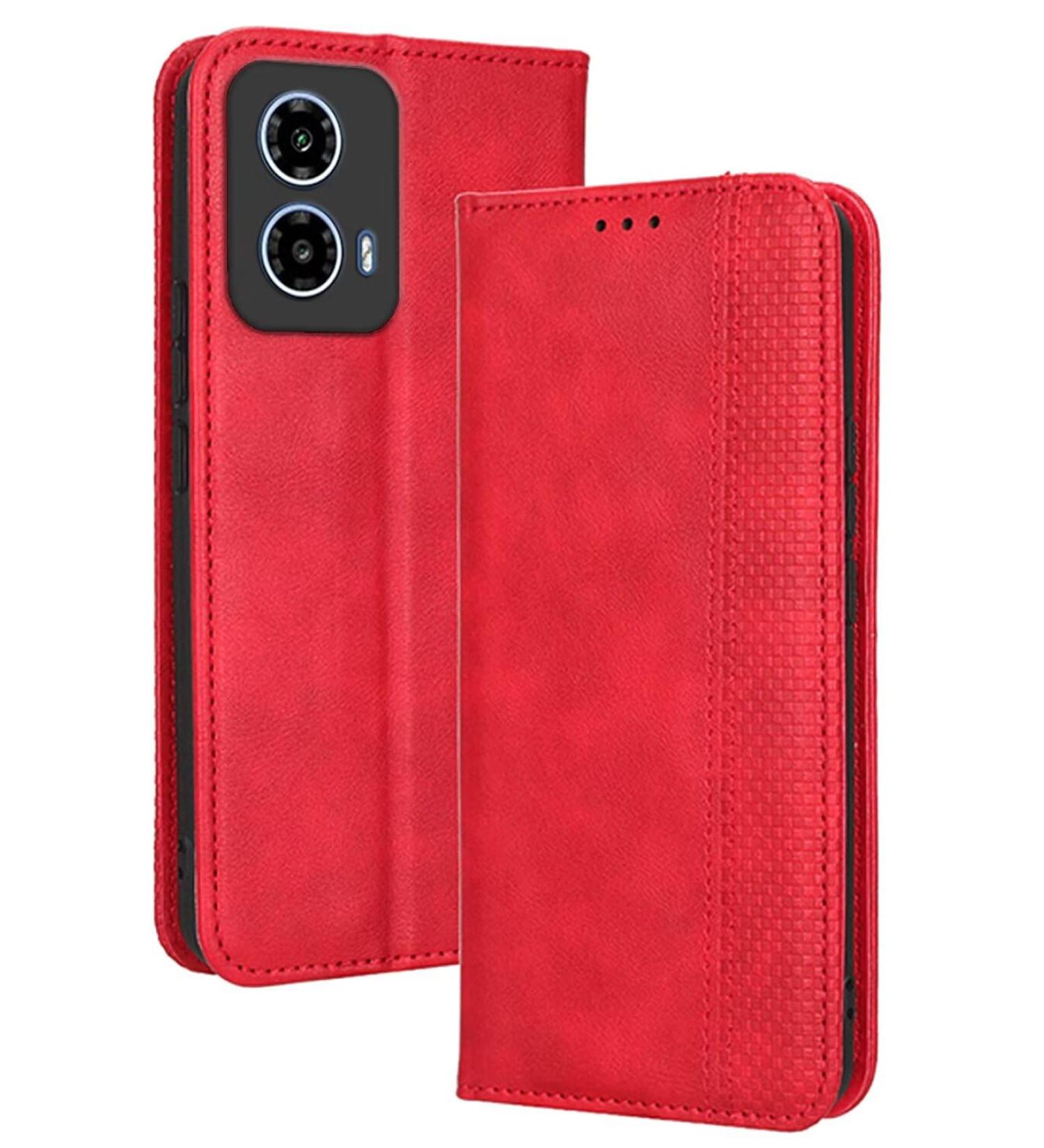 Buy RankOne Flip Leather Case Cover for Motorola Moto G34 - Red | Premium Protection & Style - Fast International Shipping - Buy Online on GoSupps.com