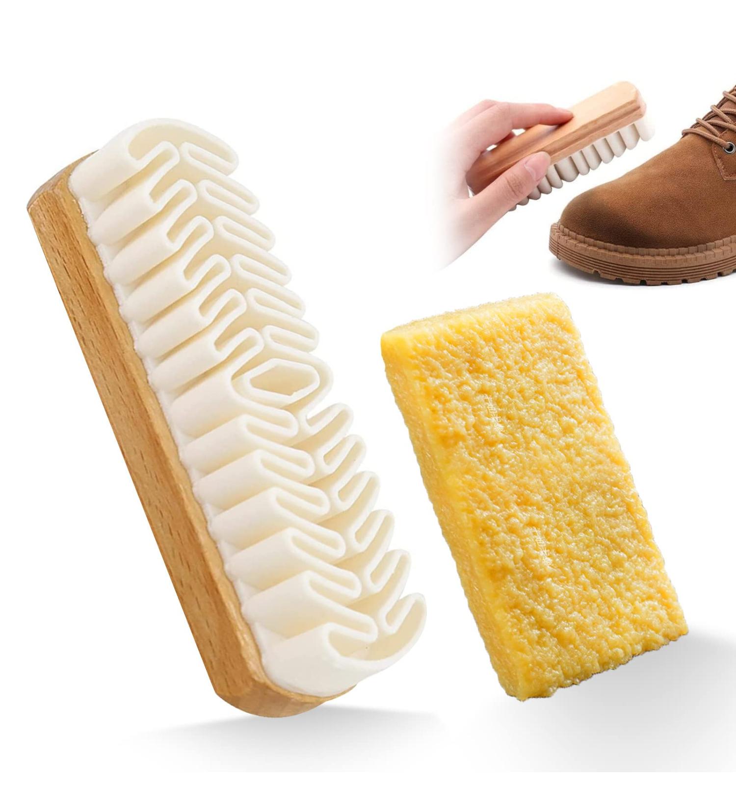 Suede Shoe Brush with Rubber Eraser - EQLEF Hard-Wearing Crepe Brush for Cleaning Shoes - White 4.92 * 1.69in - Buy Online on GoSupps.com