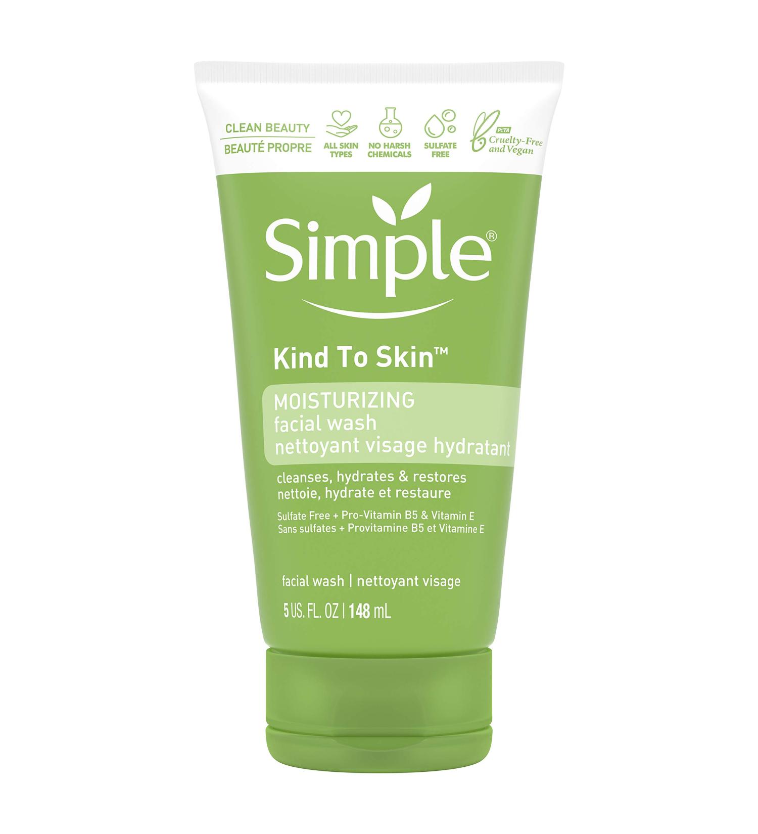 Simple Kind to Skin Face Wash Cleanser - Moisturizing & Hydrating 5 oz | Ideal for All Skin Types - Buy Online on GoSupps.com