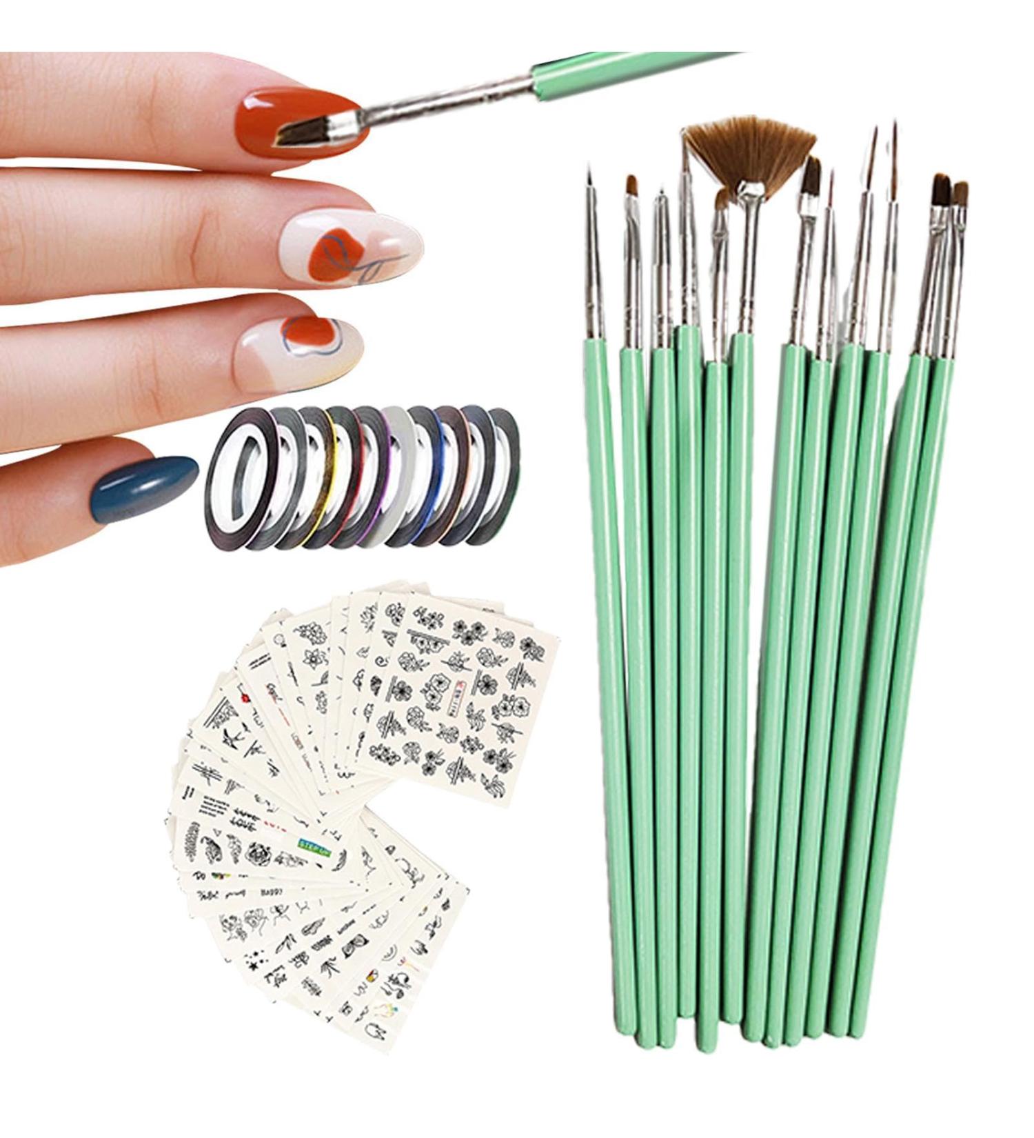 Nail Brushes for - Pens Set with Nail Liner Brush and Nail Pens for Home Use and Professional Nail Salon with Stickers - Buy Online on GoSupps.com