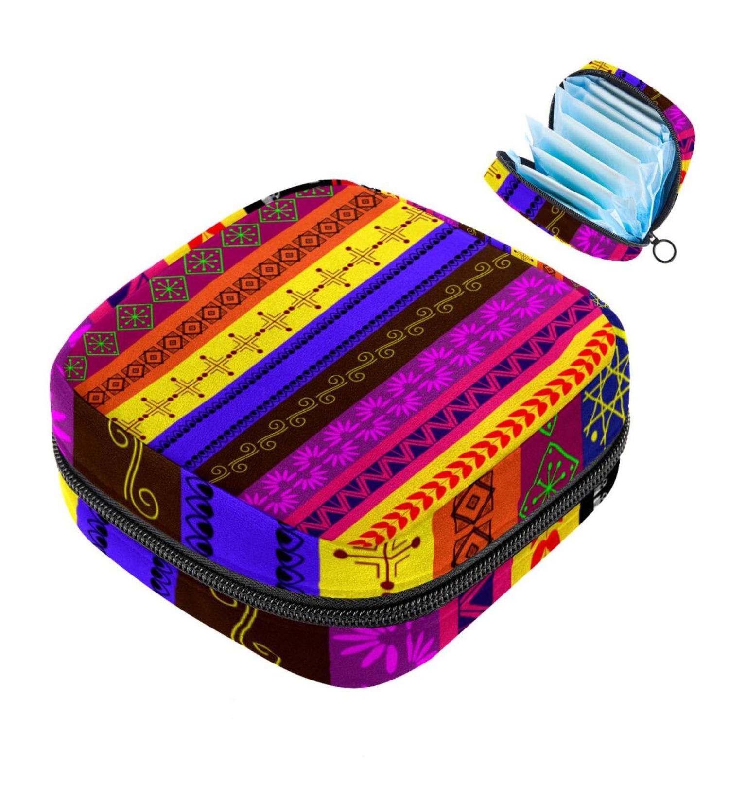 Portable Storage Bags for Women's Bandages & Menstrual Pads | Retro Multi-Colored Holder for School & Office - Buy Online on GoSupps.com