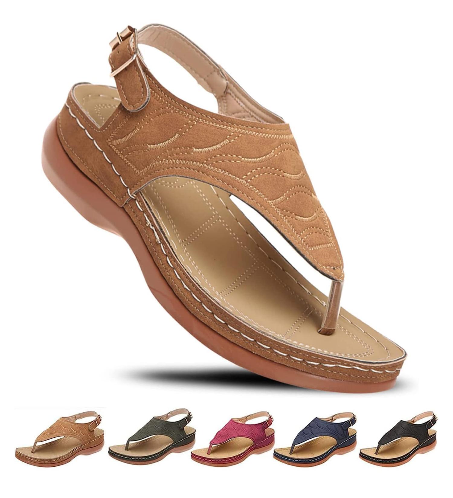 Almusi Leather Orthopedic Arch Support Sandals - Brown, Size 10 - Buy Online on GoSupps.com