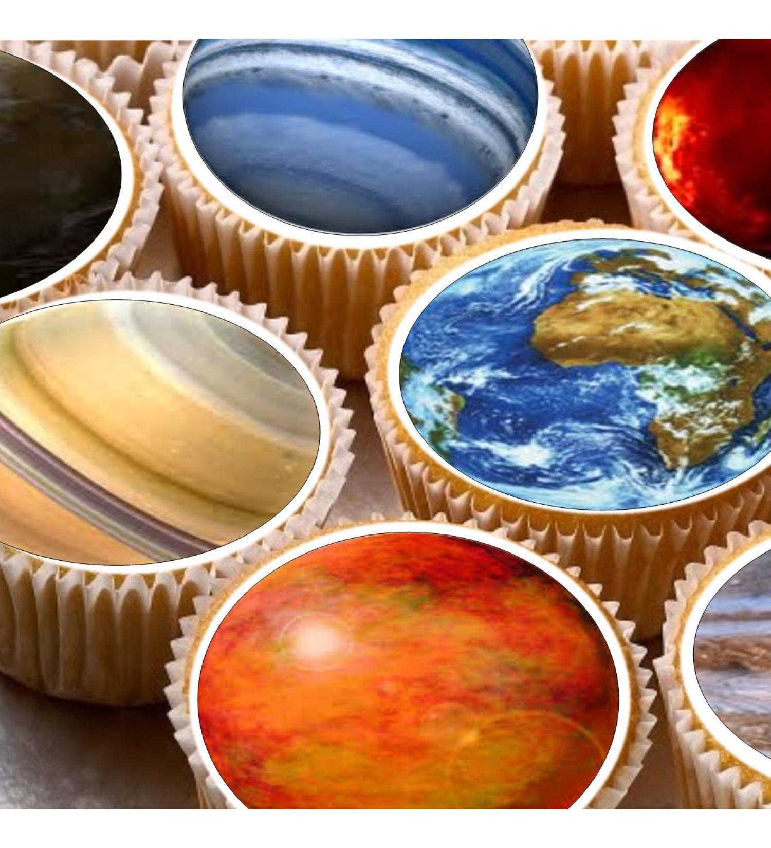 24 Planets Solar System Cake Toppers 4cm On Wafer Rice Paper