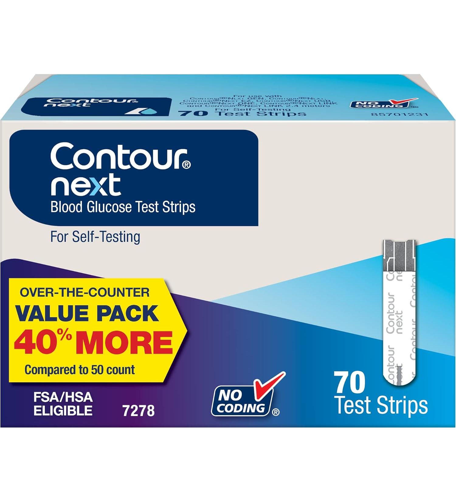 Contour Next Blood Glucose Test Strips - 70 Count - Buy Online on GoSupps.com